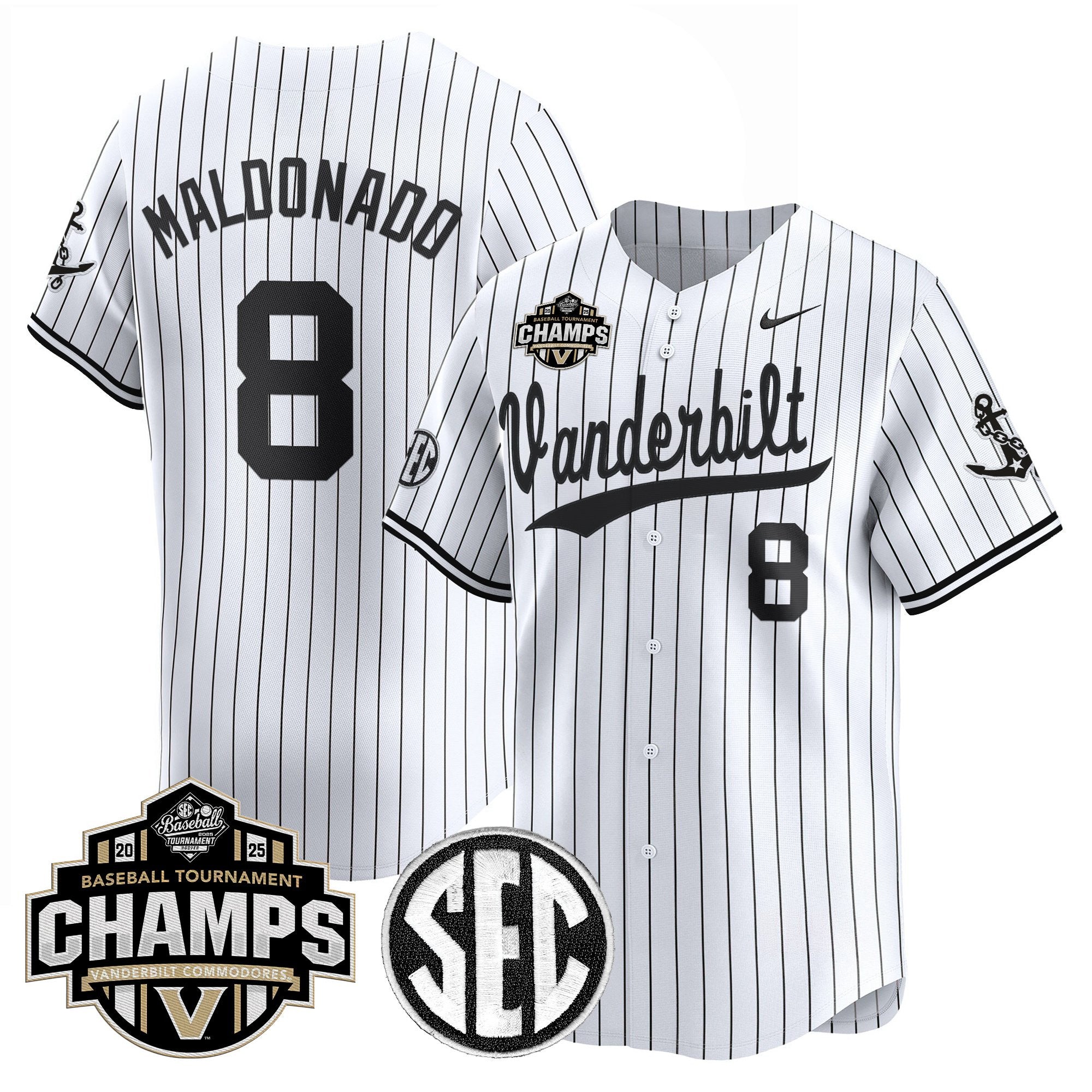 Vanderbilt Commodores 2025 SEC Conference Tournament Champions Vapor Premier Limited Jersey - Stitched
