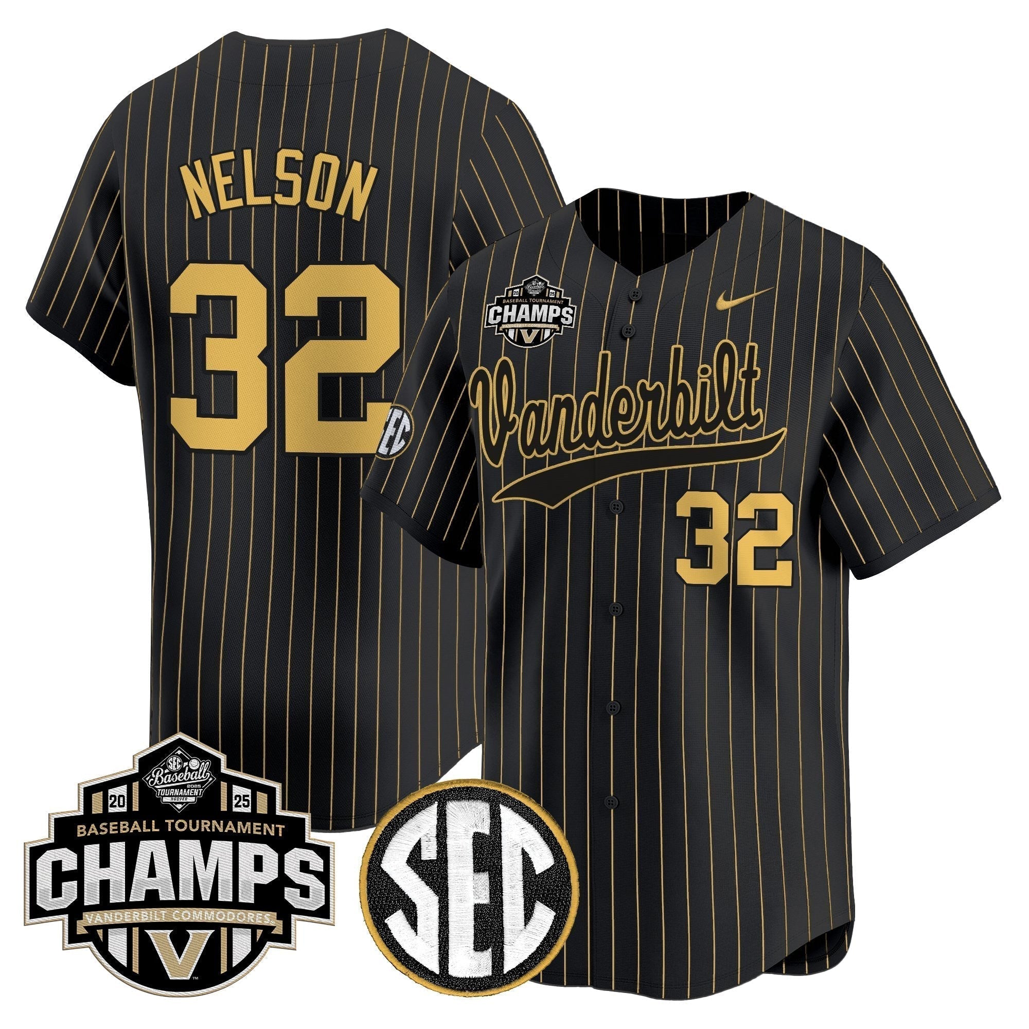 Vanderbilt Commodores 2025 SEC Conference Tournament Champions Vapor Premier Limited Jersey - Stitched