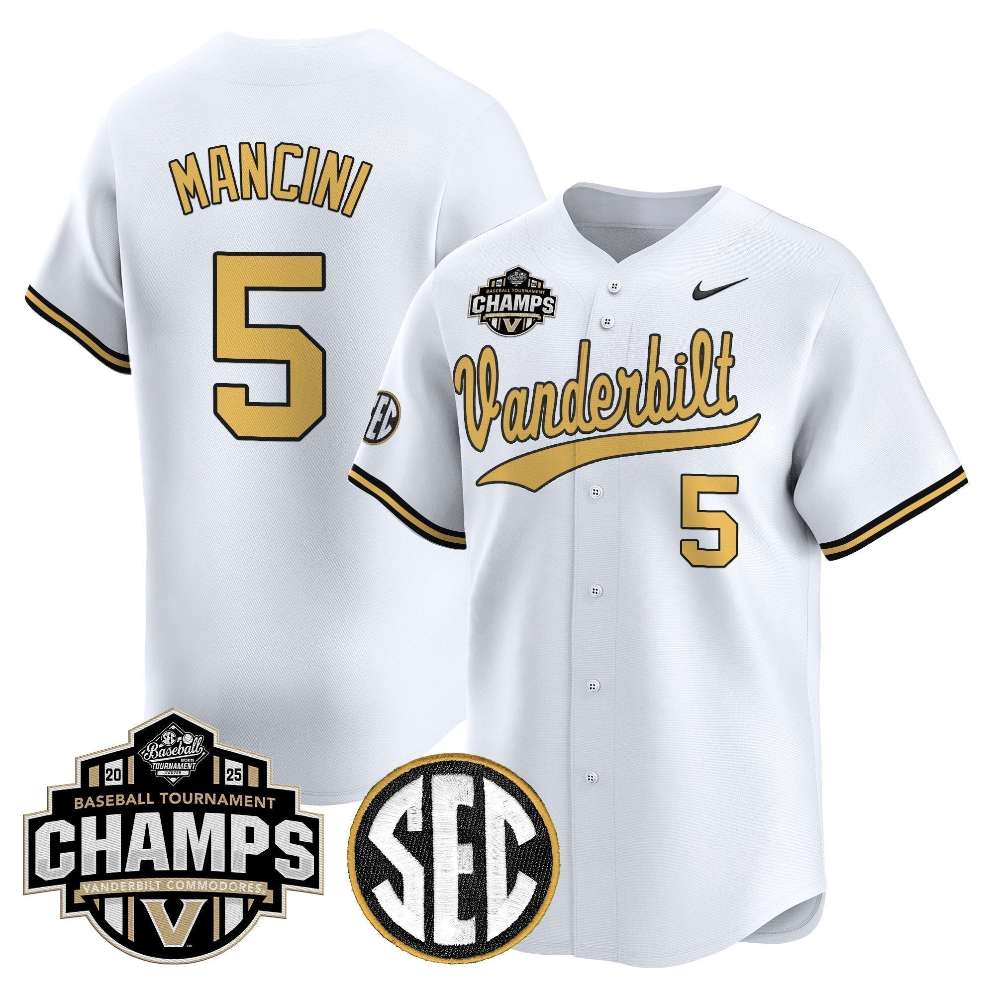 Vanderbilt Commodores 2025 SEC Conference Tournament Champions Vapor Premier Limited Jersey - Stitched