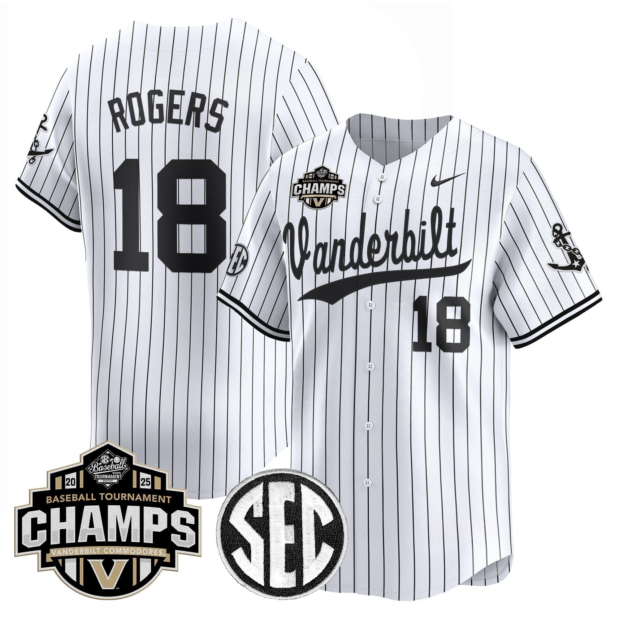 Vanderbilt Commodores 2025 SEC Conference Tournament Champions Vapor Premier Limited Jersey - Stitched