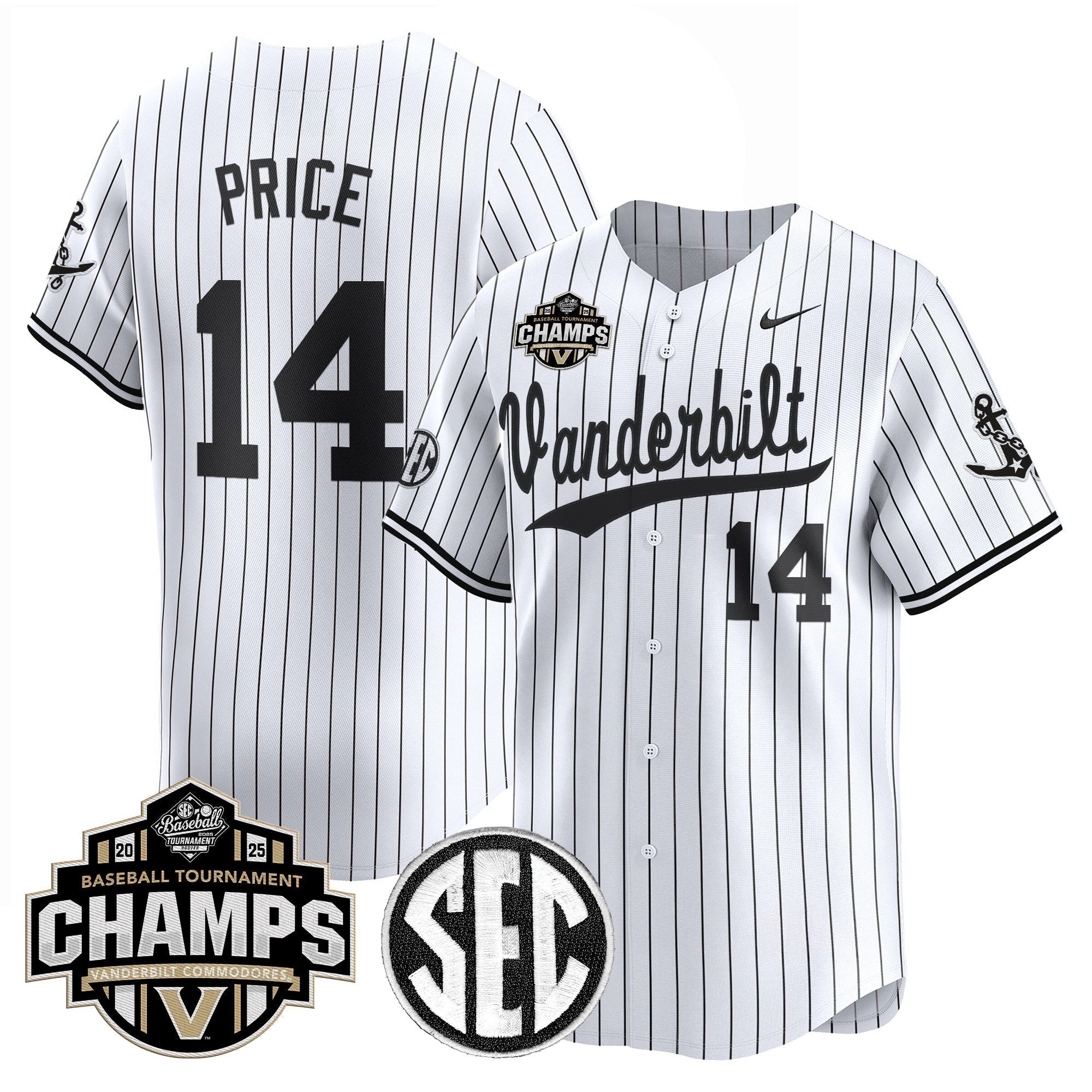 Vanderbilt Commodores 2025 SEC Conference Tournament Champions Vapor Premier Limited Jersey - Stitched