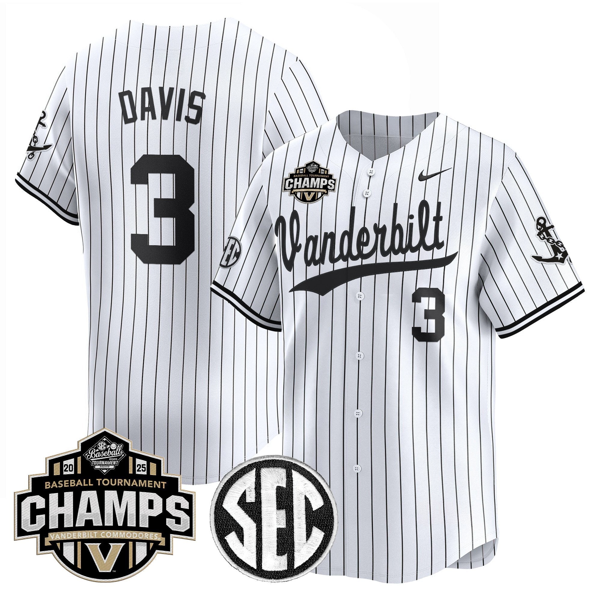 Vanderbilt Commodores 2025 SEC Conference Tournament Champions Vapor Premier Limited Jersey - Stitched