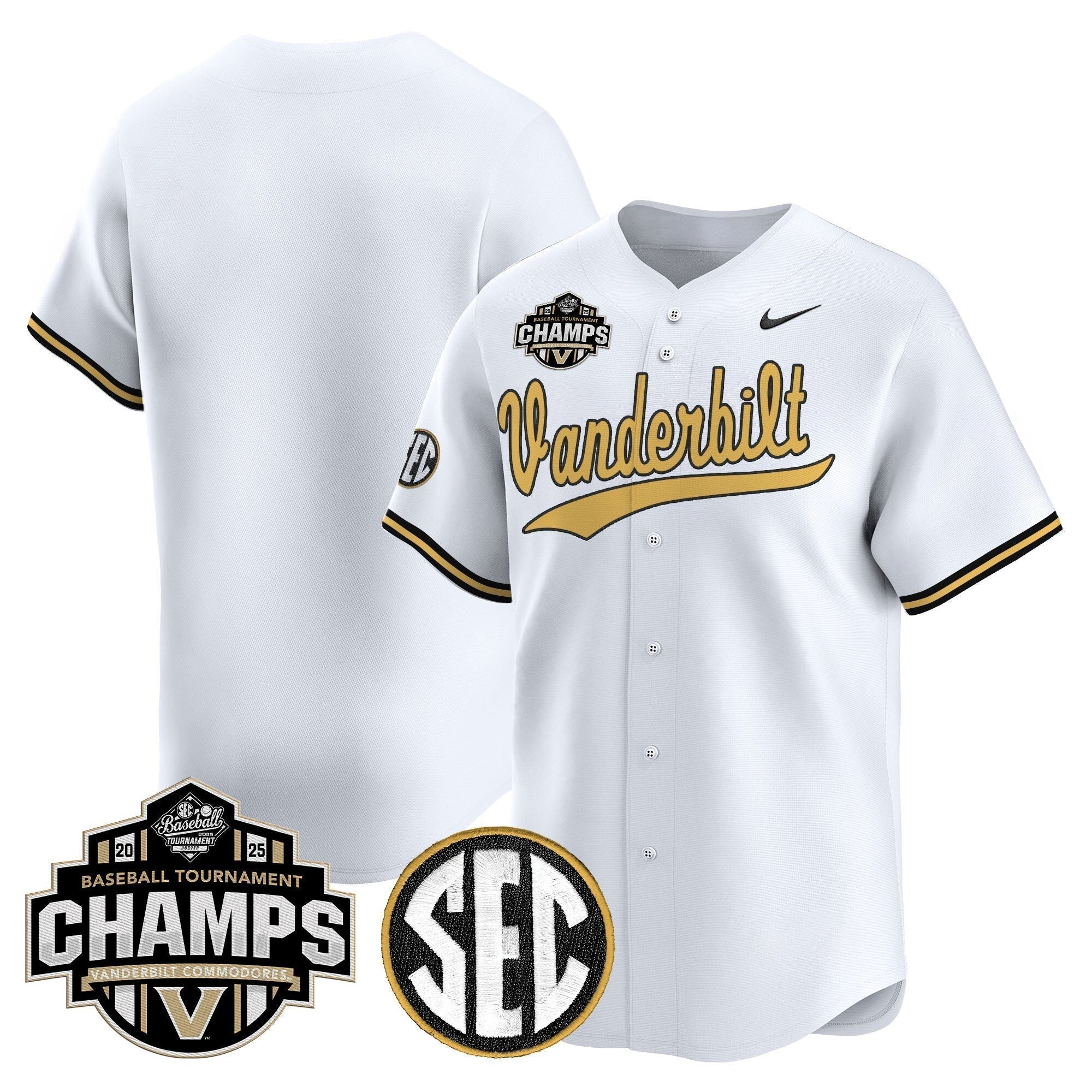 Vanderbilt Commodores 2025 SEC Conference Tournament Champions Vapor Premier Limited Jersey - Stitched