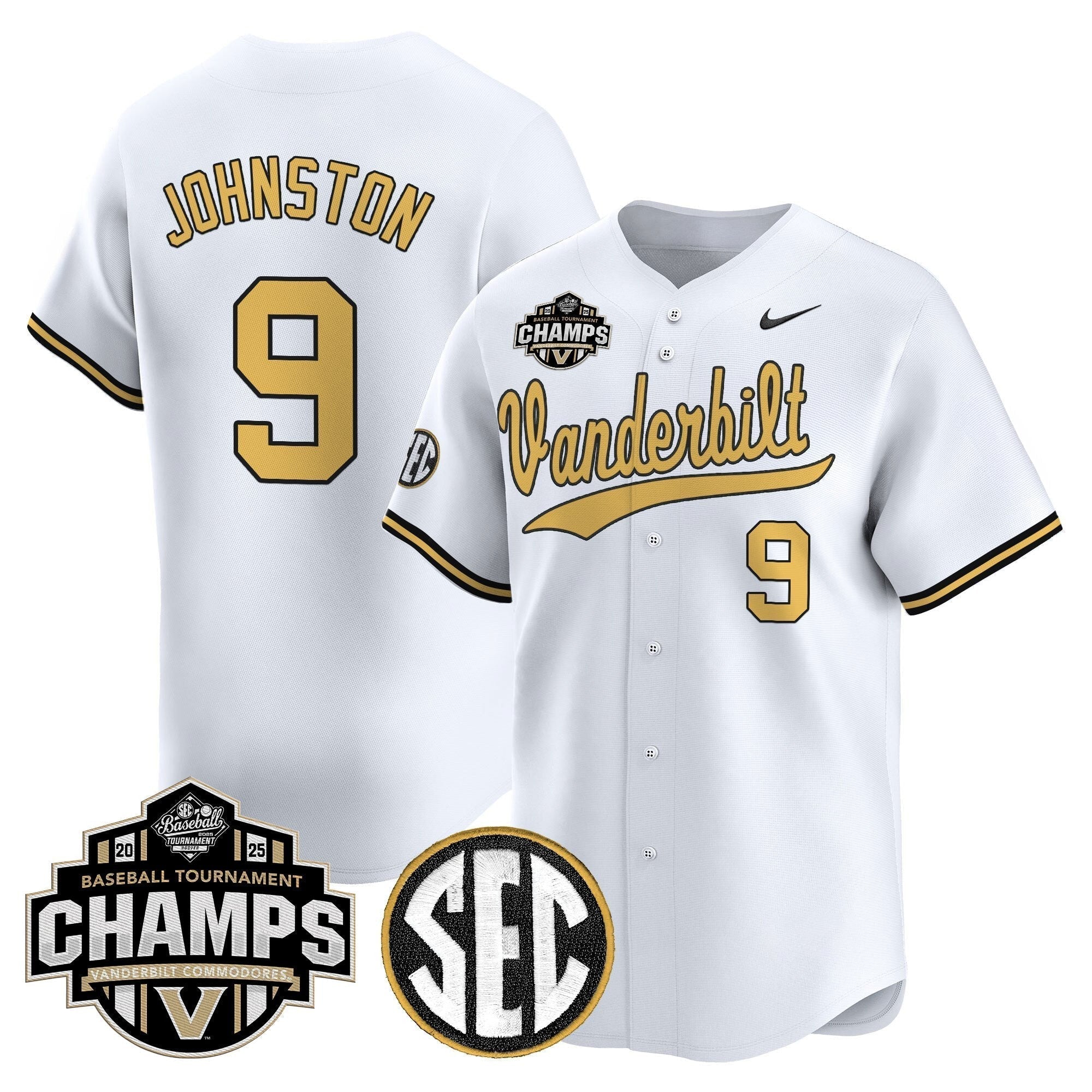 Vanderbilt Commodores 2025 SEC Conference Tournament Champions Vapor Premier Limited Jersey - Stitched