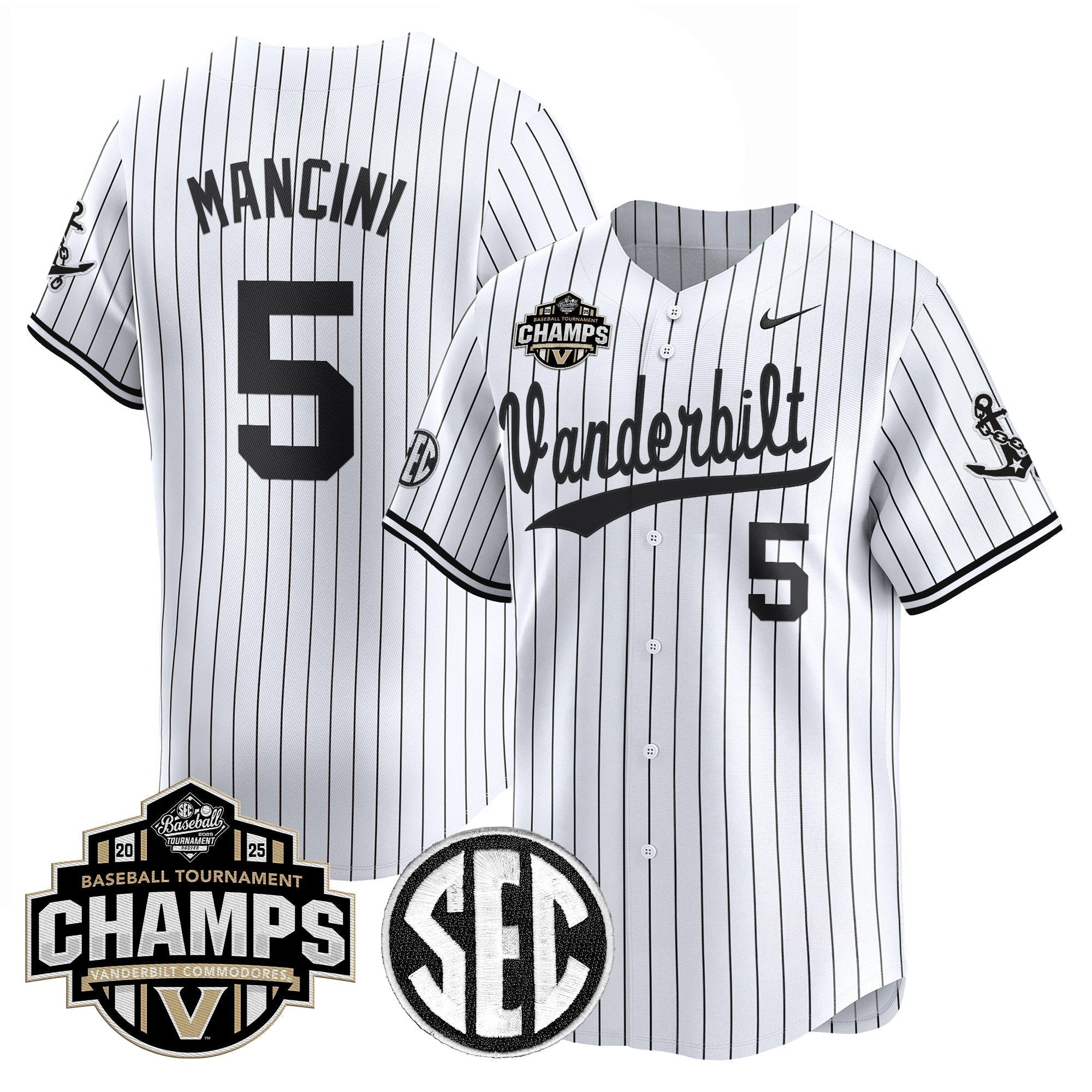 Vanderbilt Commodores 2025 SEC Conference Tournament Champions Vapor Premier Limited Jersey - Stitched