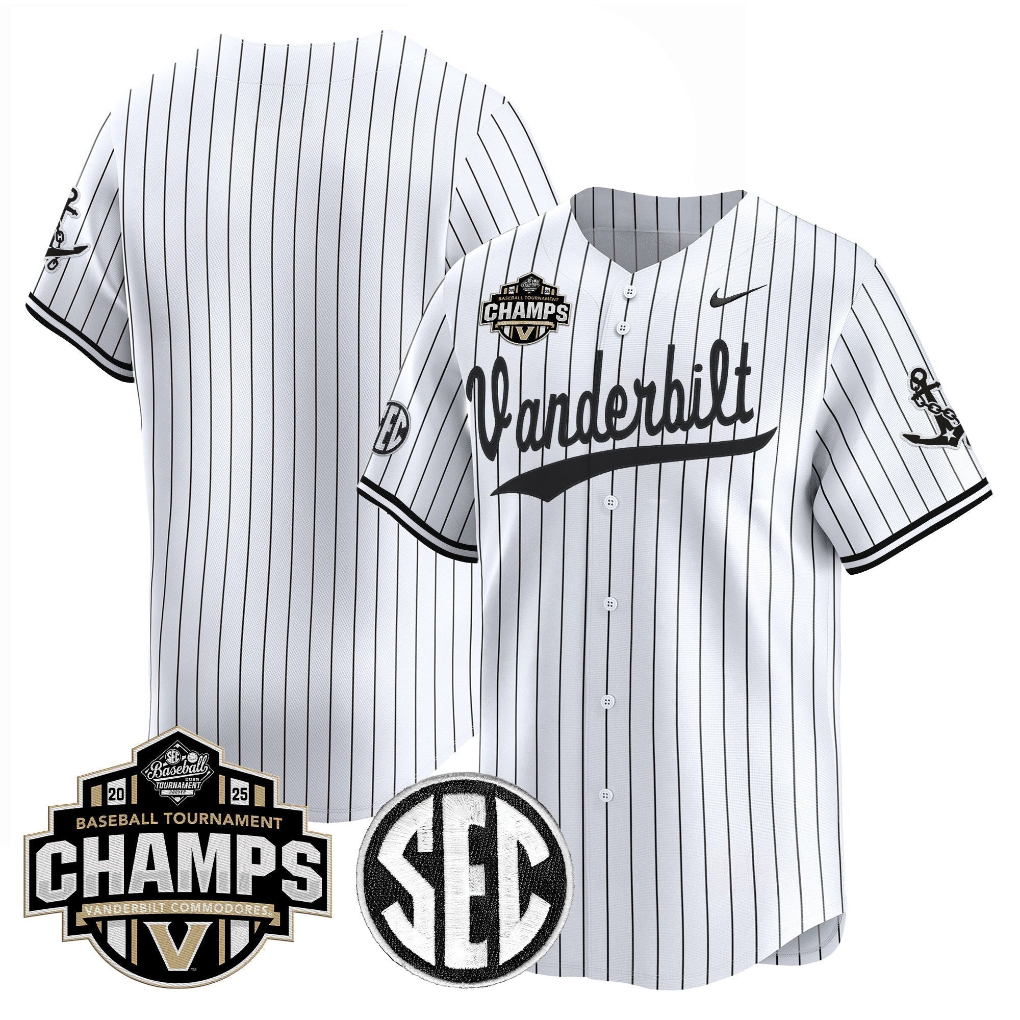 Vanderbilt Commodores 2025 SEC Conference Tournament Champions Vapor Premier Limited Jersey - Stitched