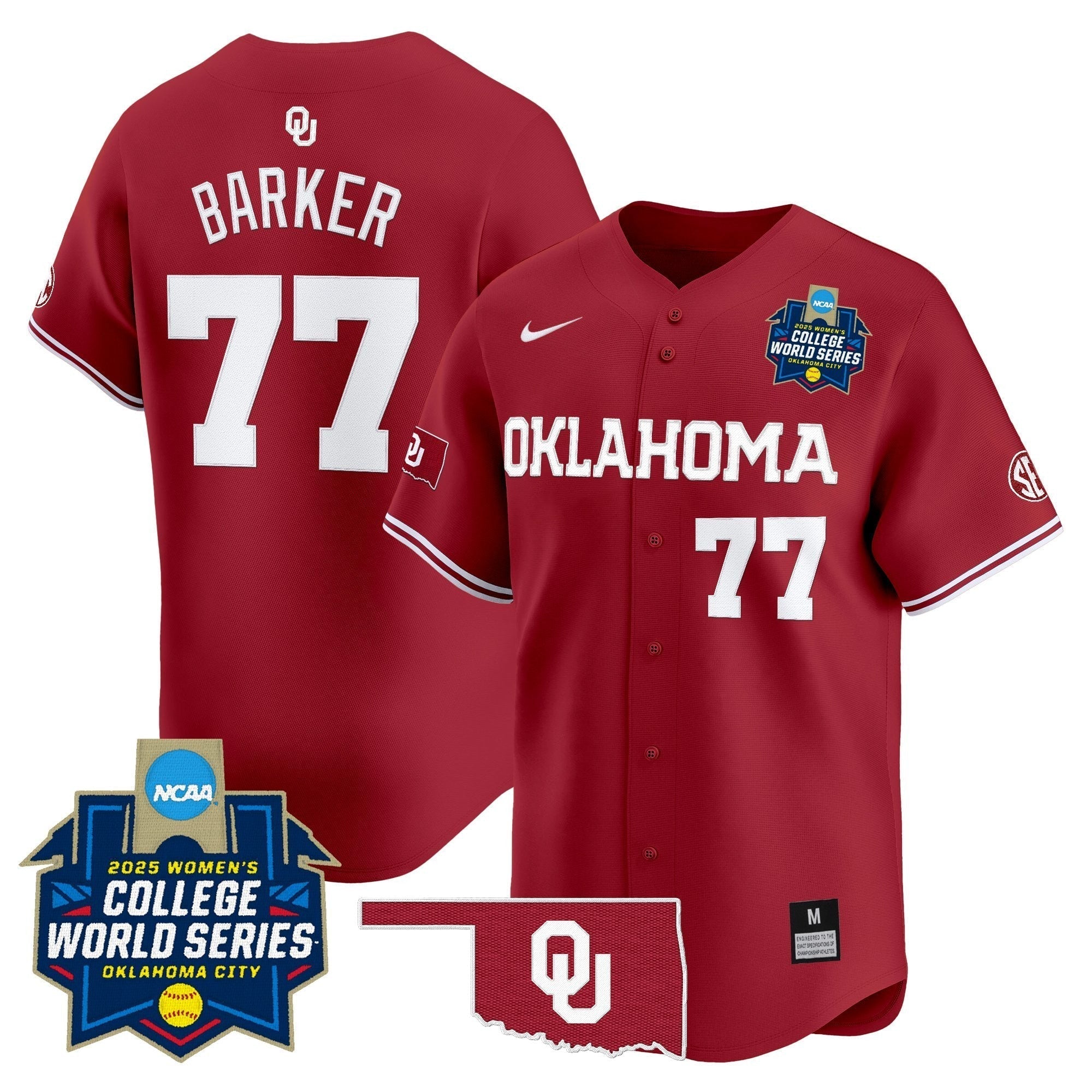 OU Softball 2025 World Series (WCWS) Vapor Premier Limited Jersey - Stitched