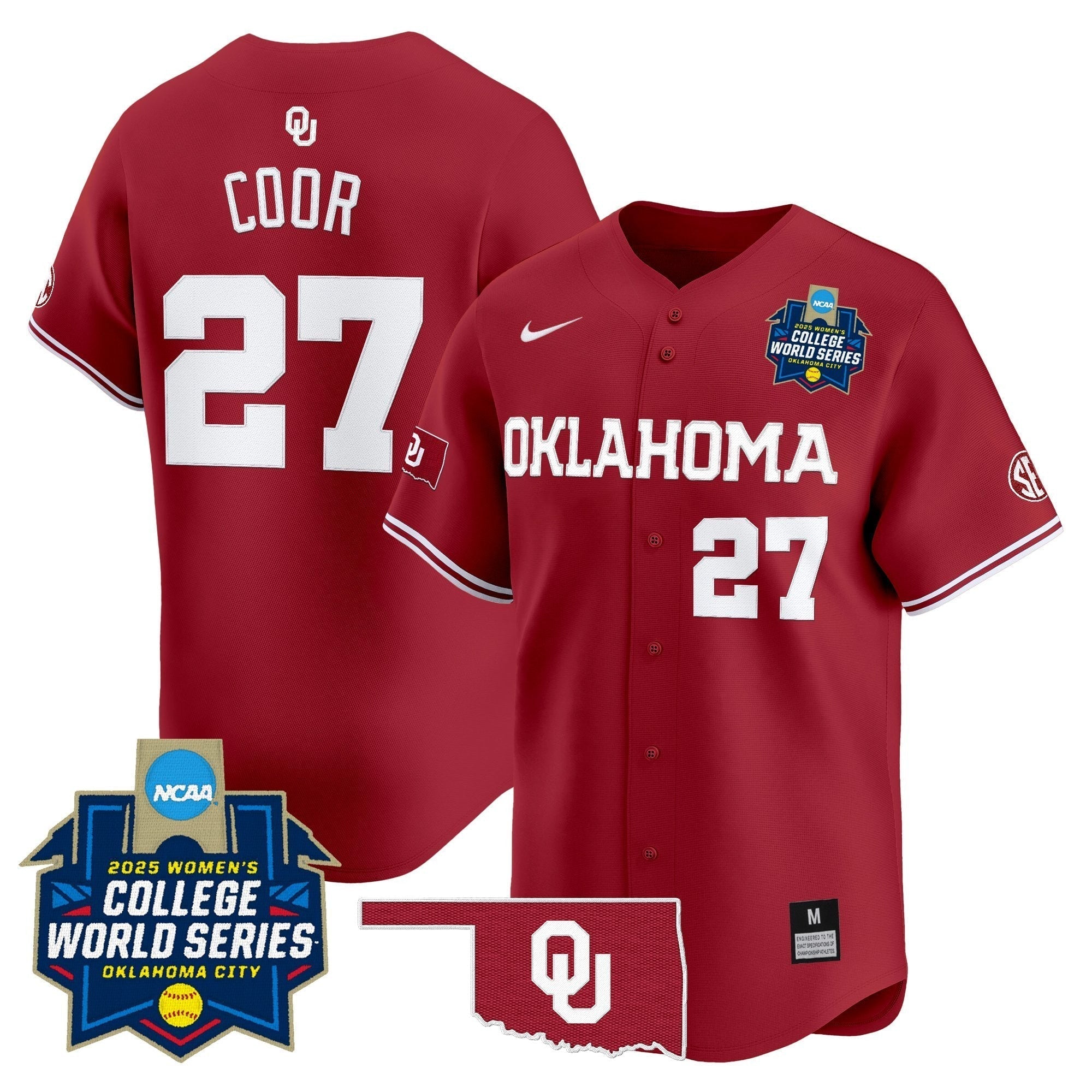 OU Softball 2025 World Series (WCWS) Vapor Premier Limited Jersey - Stitched