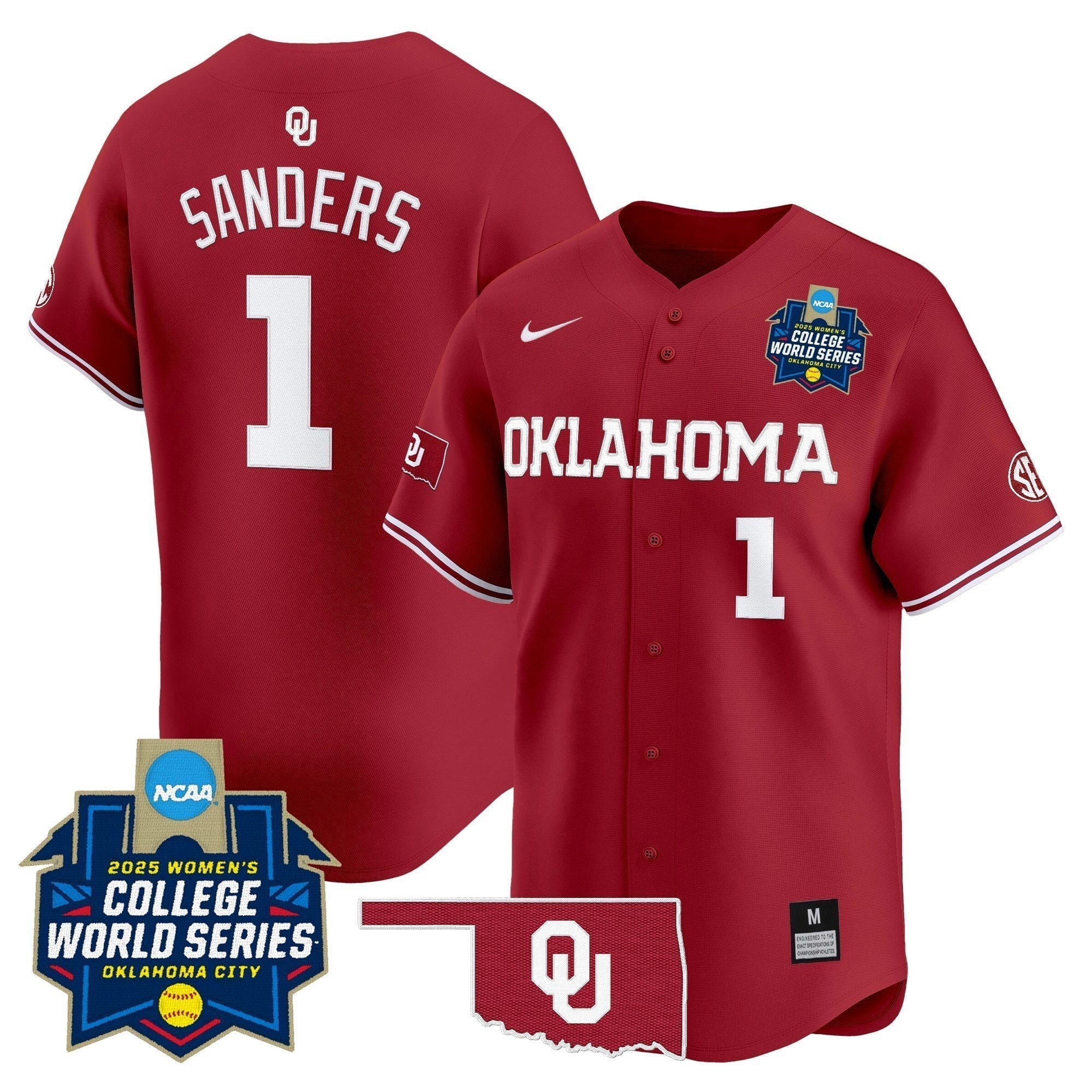 OU Softball 2025 World Series (WCWS) Vapor Premier Limited Jersey - Stitched
