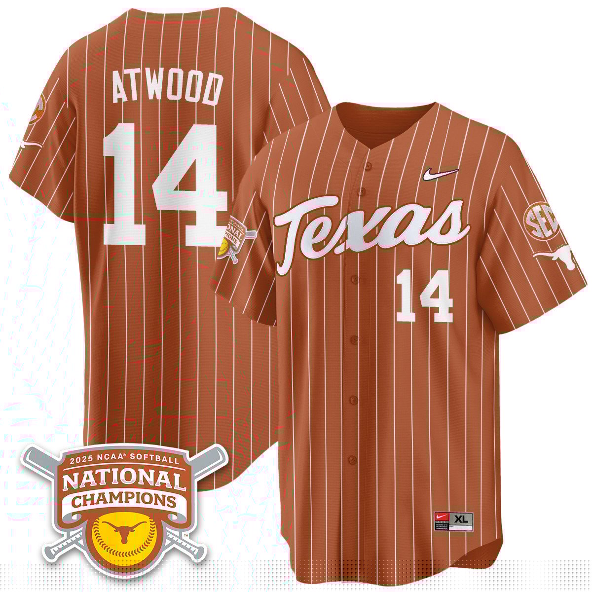 TEX Softball 2025 World Series Champions Limited Jersey - Stitched