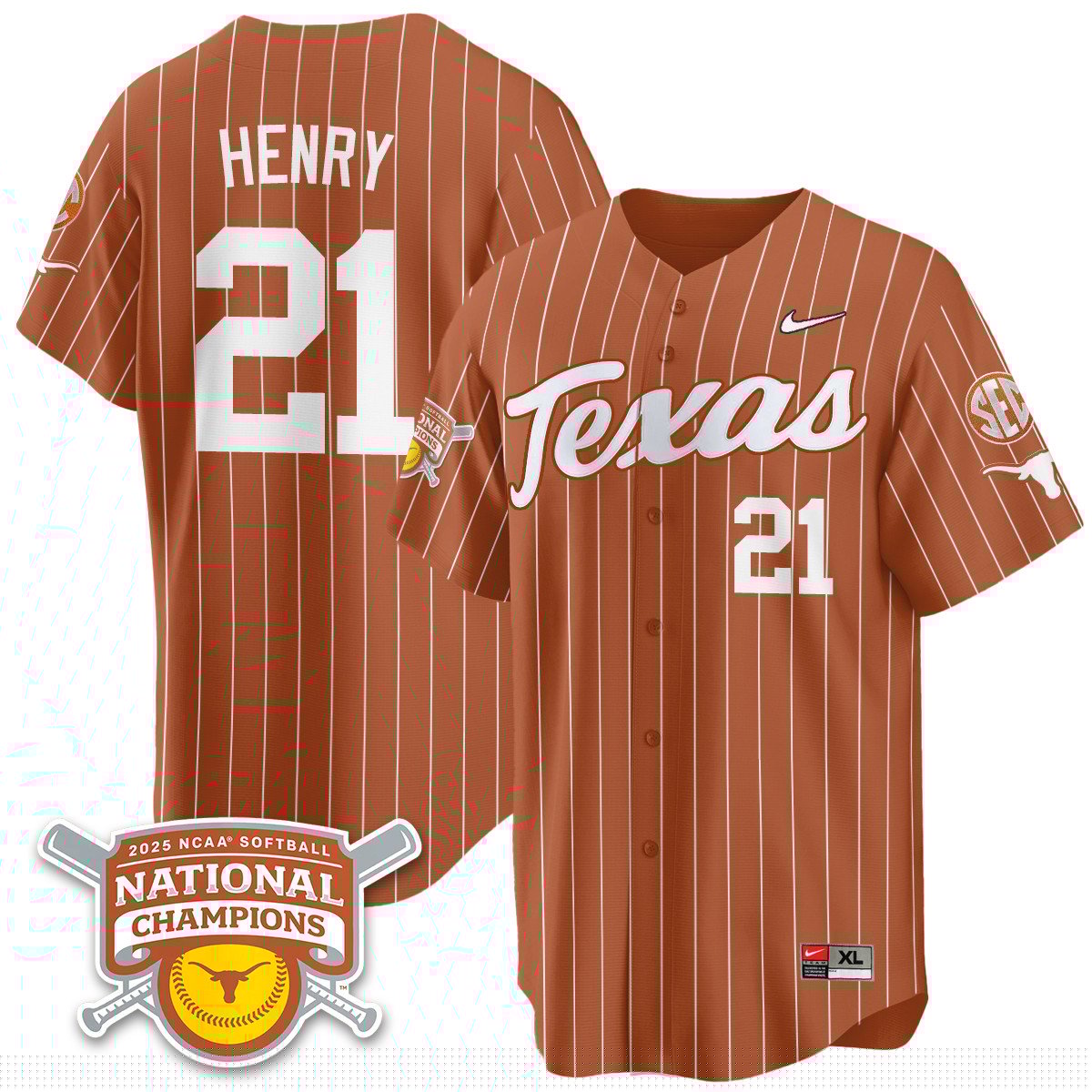 TEX Softball 2025 World Series Champions Limited Jersey - Stitched