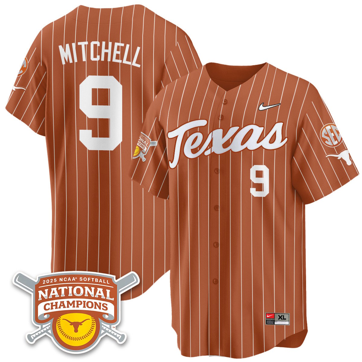 TEX Softball 2025 World Series Champions Limited Jersey - Stitched