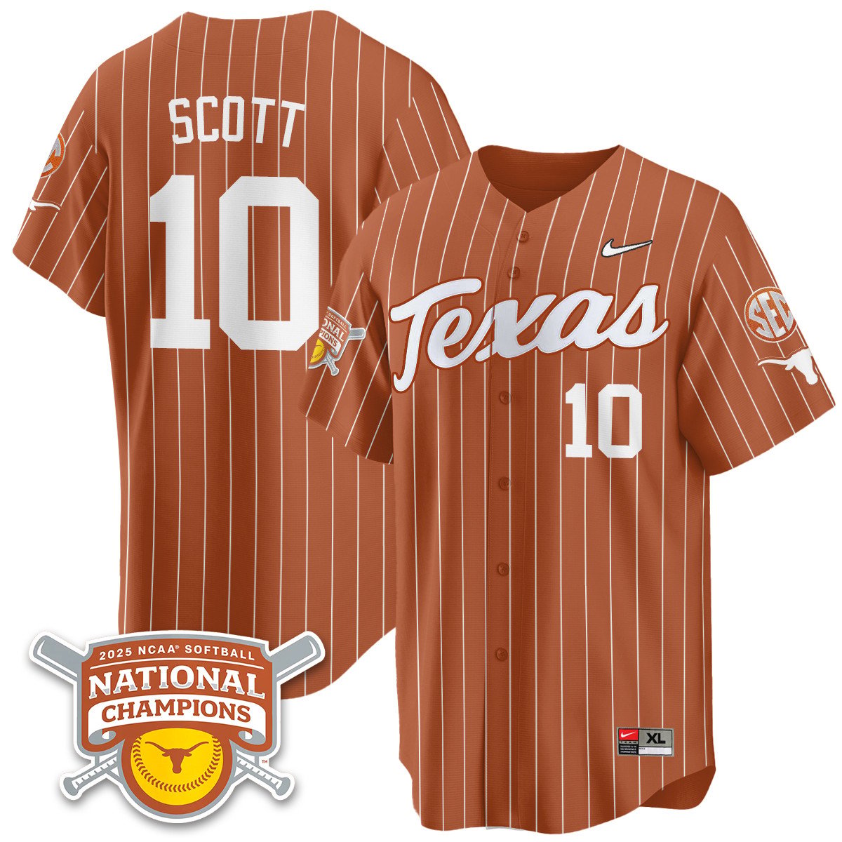 TEX Softball 2025 World Series Champions Limited Jersey - Stitched
