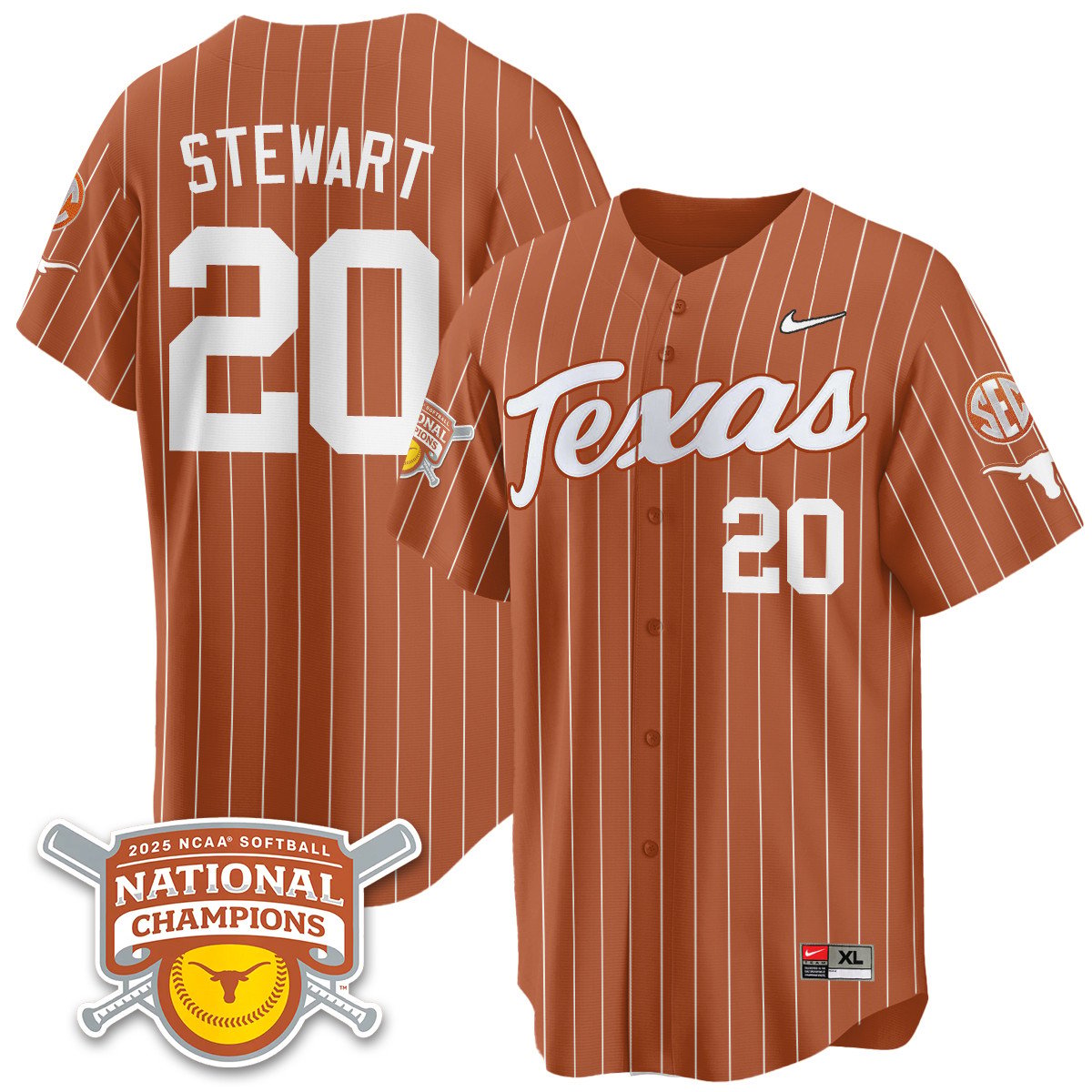 TEX Softball 2025 World Series Champions Limited Jersey - Stitched
