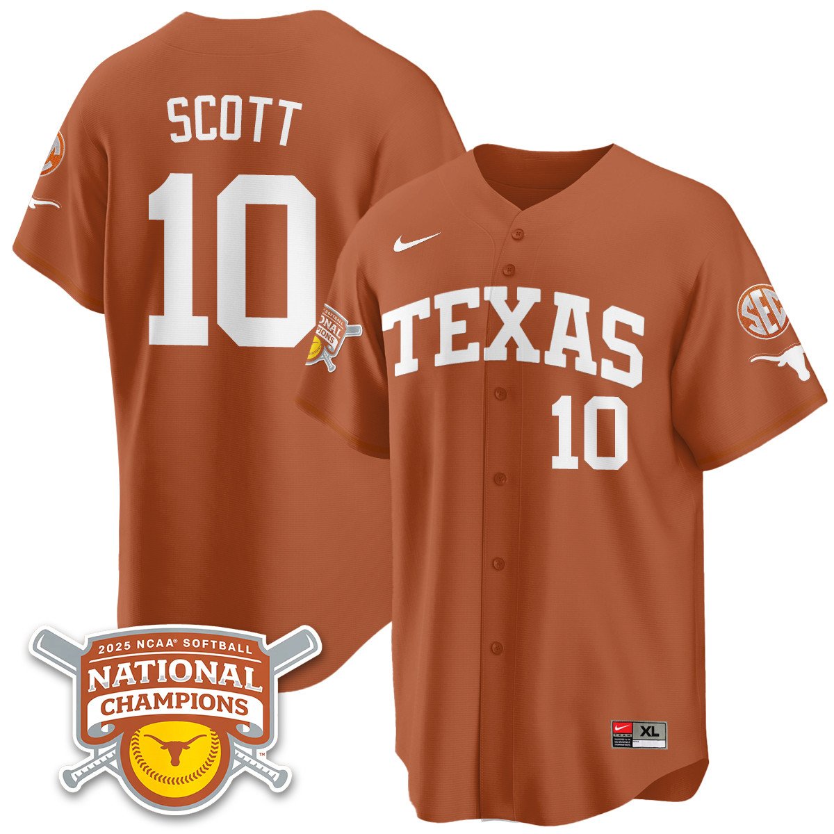 TEX Softball 2025 World Series Champions Limited Jersey - Stitched