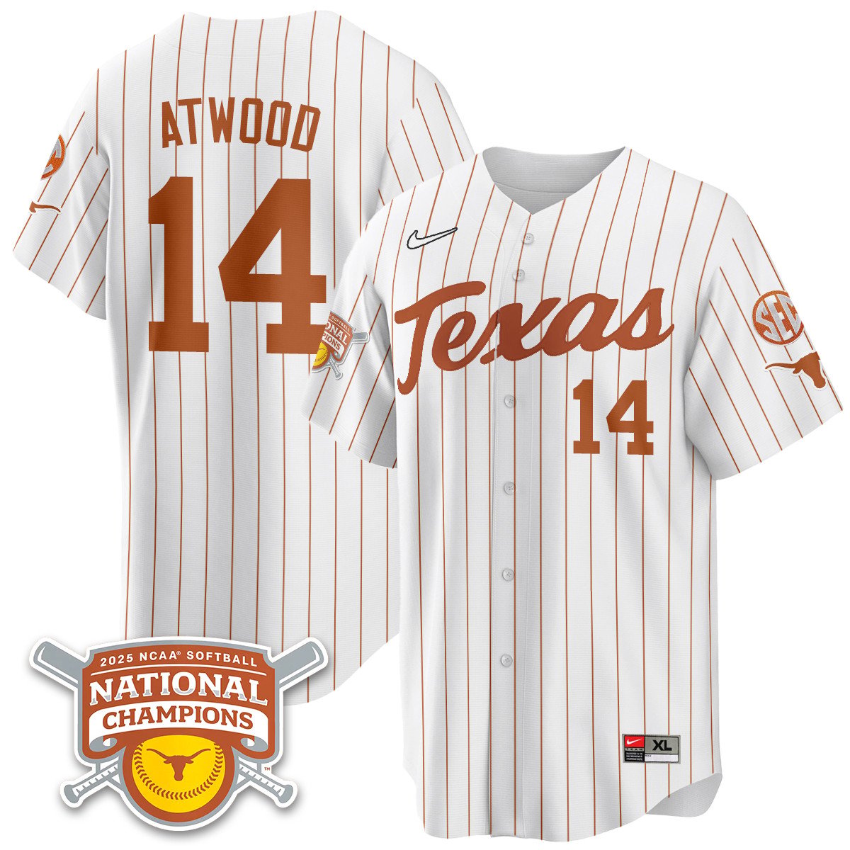 TEX Softball 2025 World Series Champions Limited Jersey - Stitched