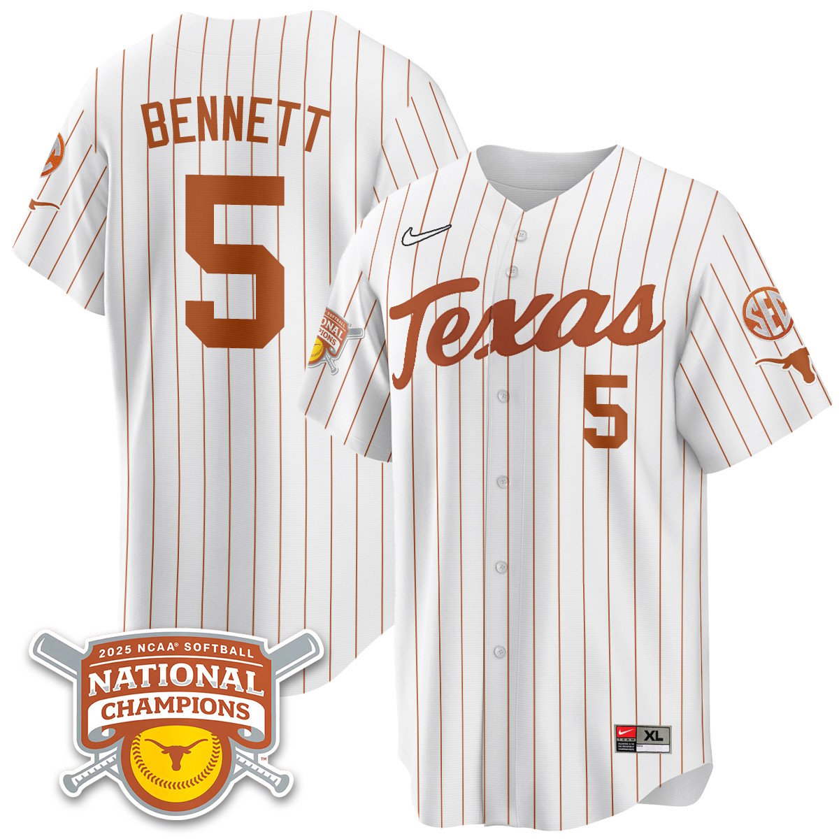 TEX Softball 2025 World Series Champions Limited Jersey - Stitched