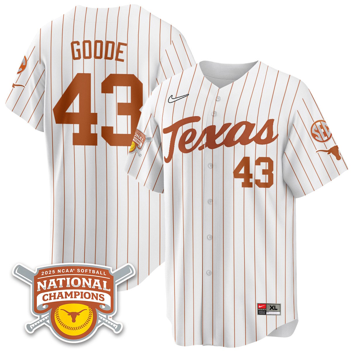 TEX Softball 2025 World Series Champions Limited Jersey - Stitched