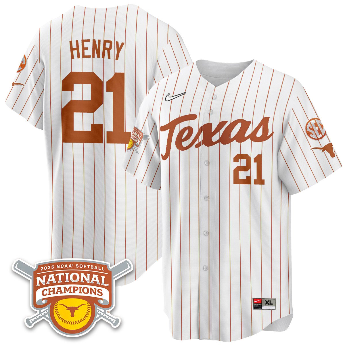 TEX Softball 2025 World Series Champions Limited Jersey - Stitched