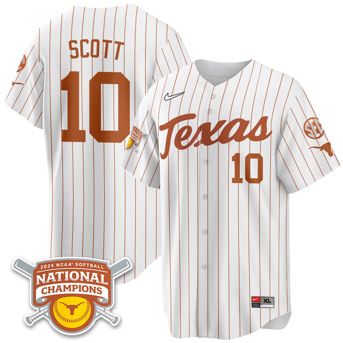 TEX Softball 2025 World Series Champions Limited Jersey - Stitched