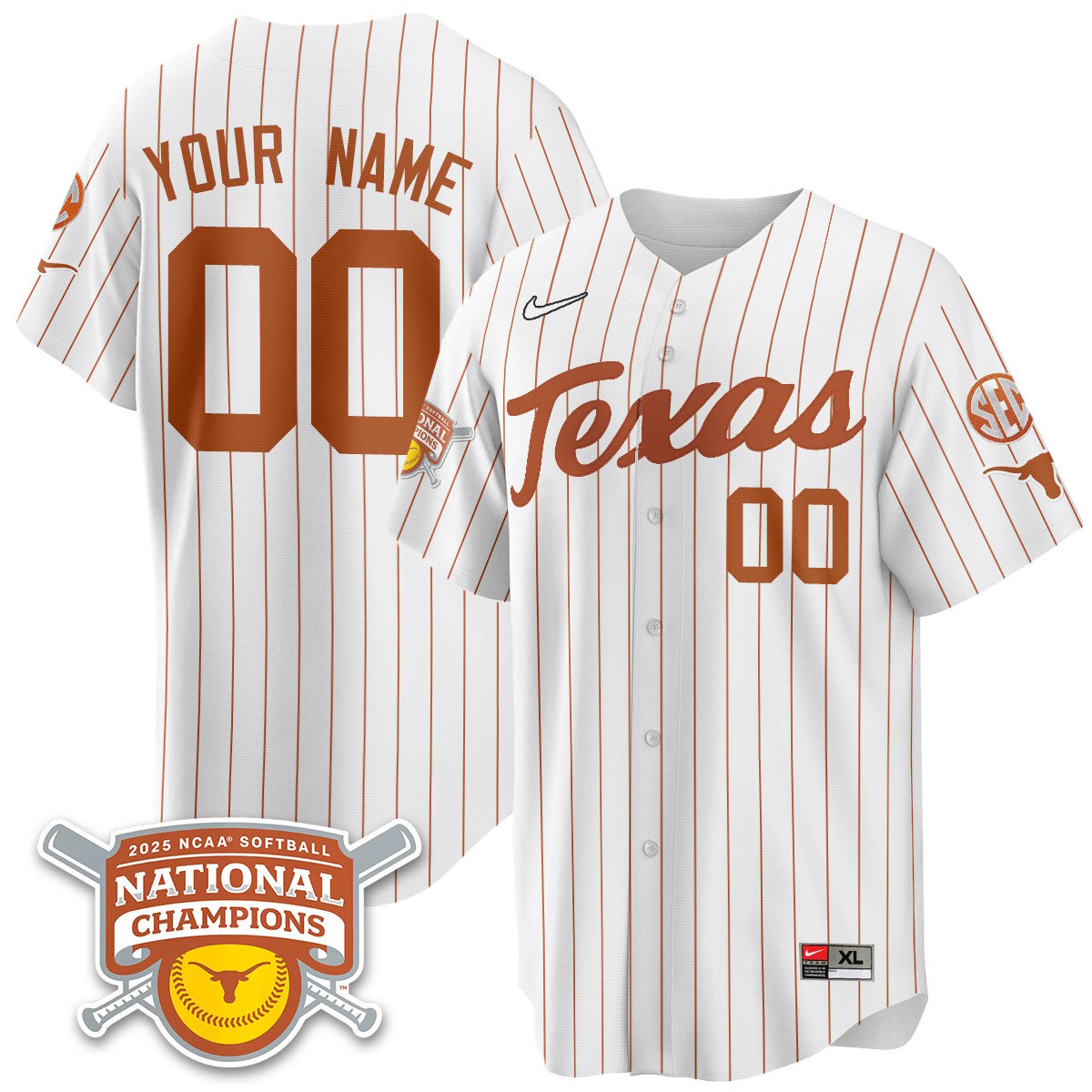 TEX Softball 2025 World Series Champions Limited Jersey - Stitched