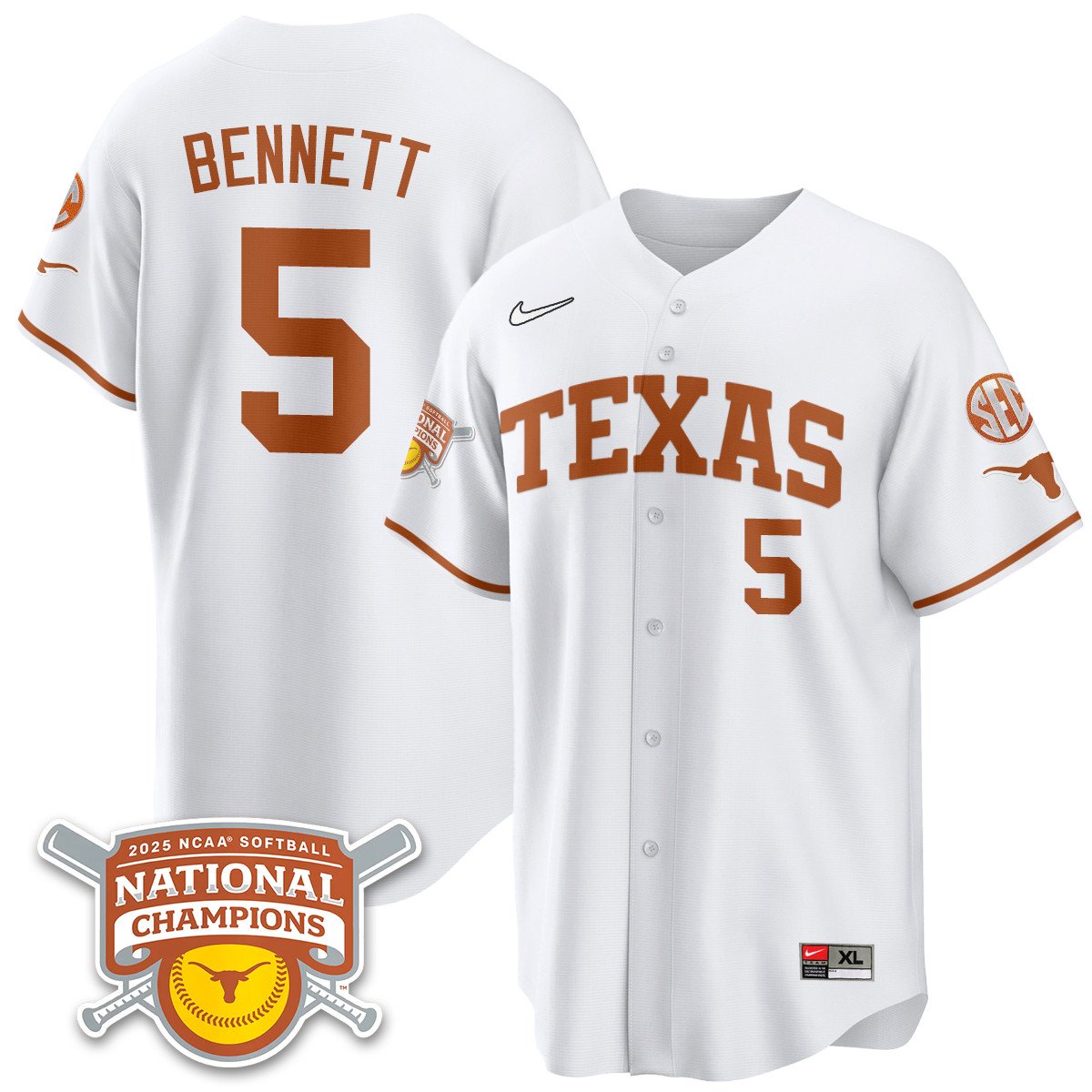 TEX Softball 2025 World Series Champions Limited Jersey - Stitched