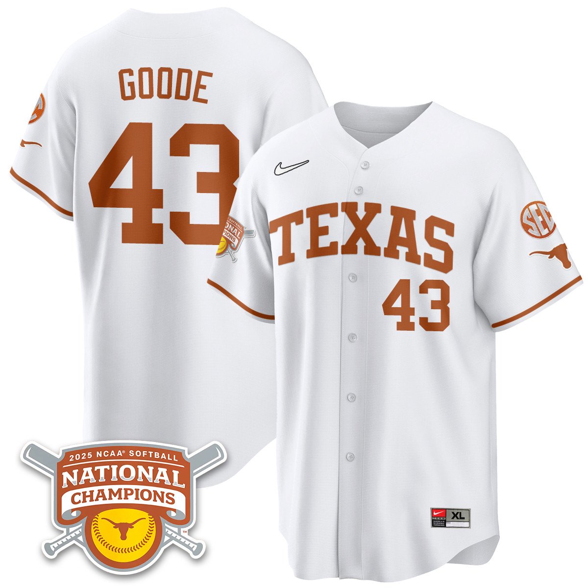 TEX Softball 2025 World Series Champions Limited Jersey - Stitched