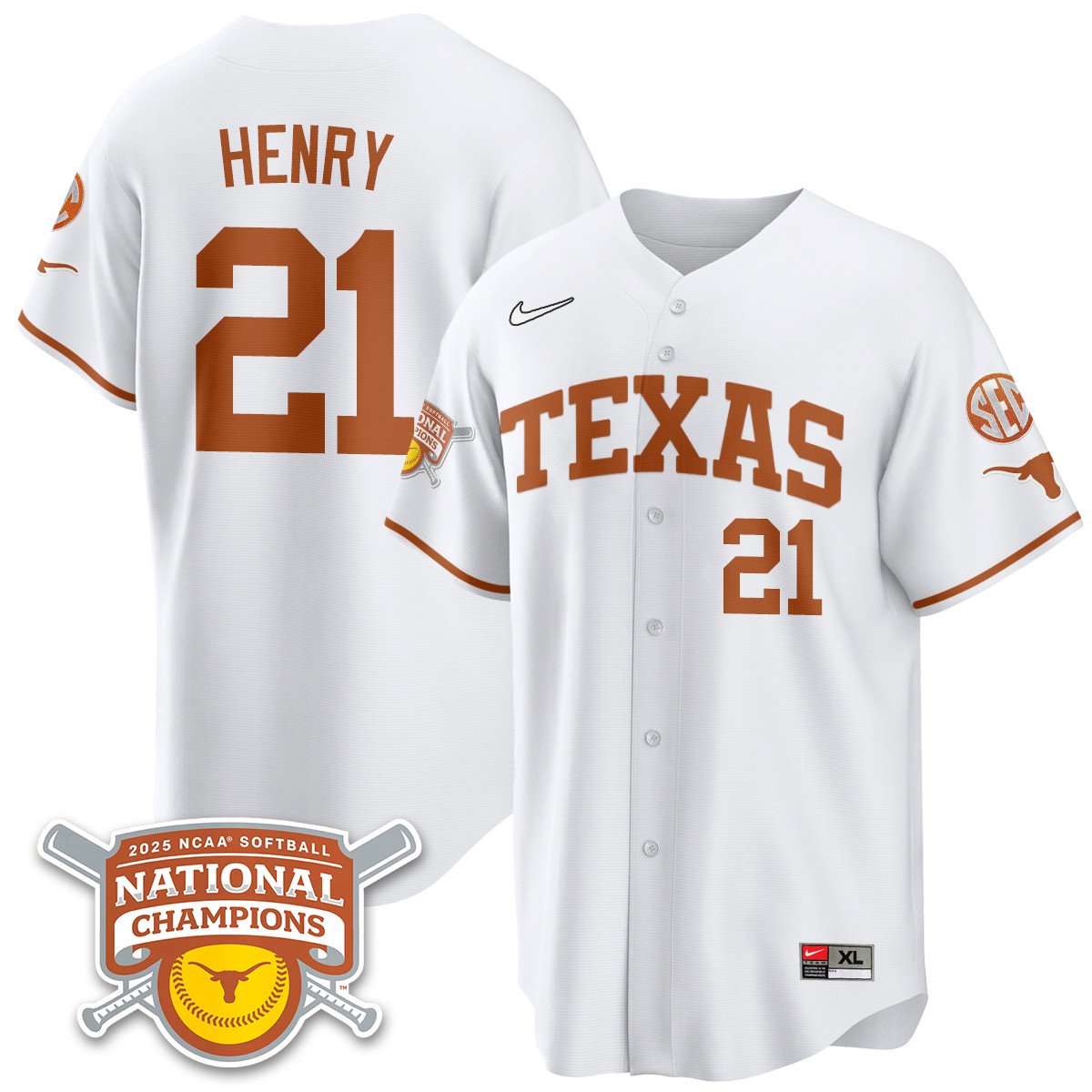TEX Softball 2025 World Series Champions Limited Jersey - Stitched