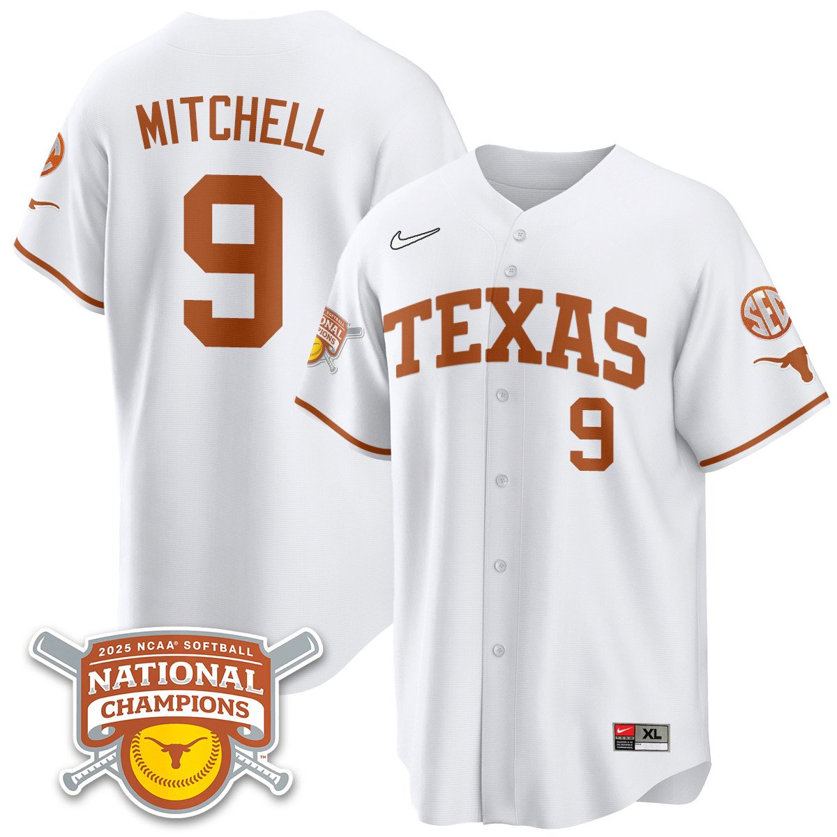 TEX Softball 2025 World Series Champions Limited Jersey - Stitched