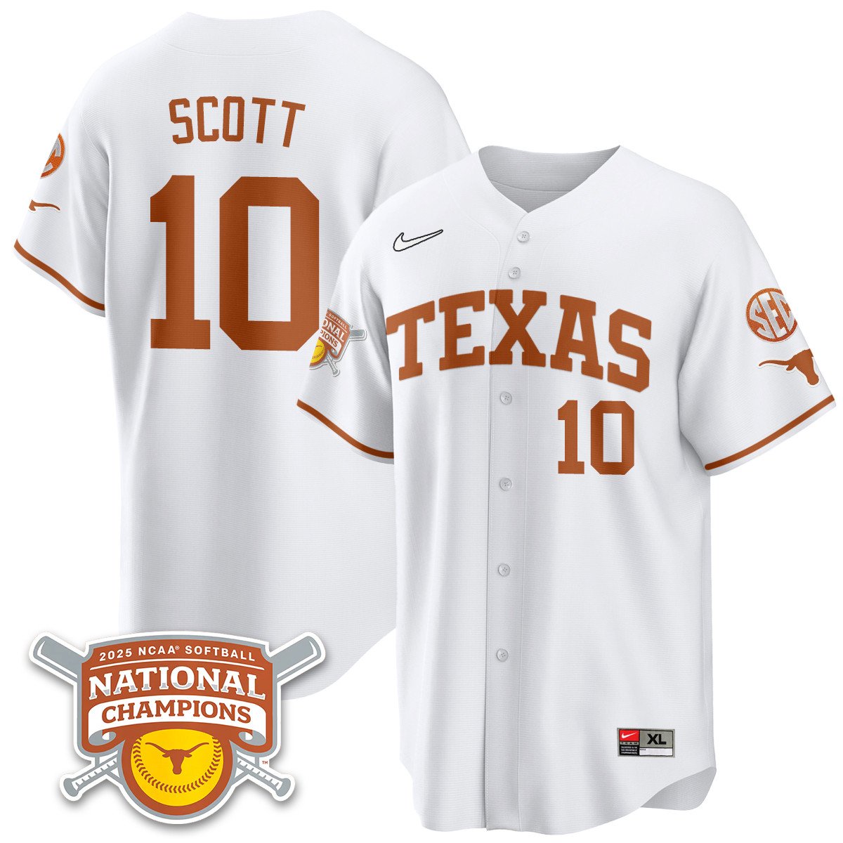 TEX Softball 2025 World Series Champions Limited Jersey - Stitched