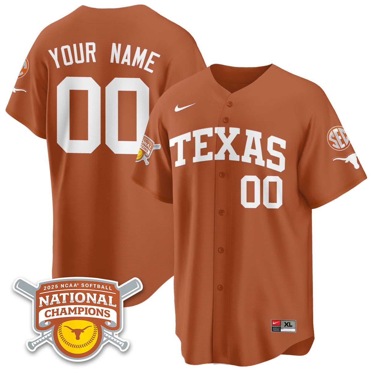 TEX Softball 2025 World Series Champions Limited Custom Jersey - Stitched