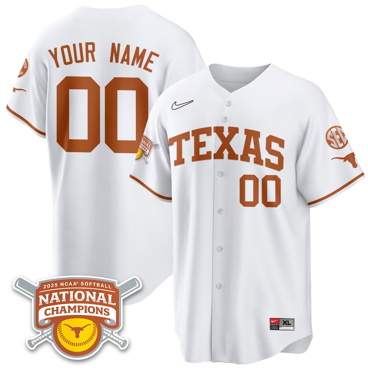 TEX Softball 2025 World Series Champions Limited Custom Jersey - Stitched