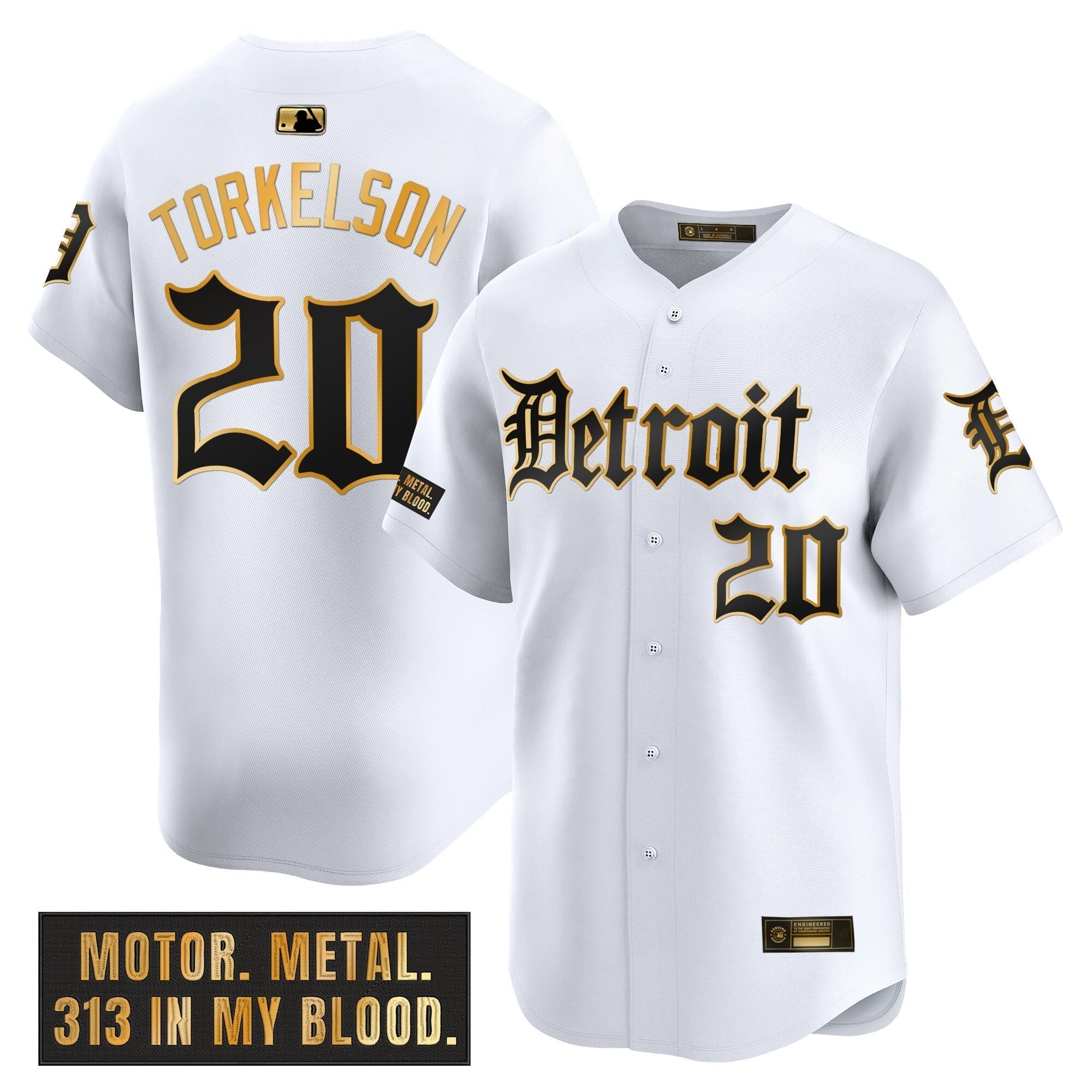 DET 'Motor Gothic Edition' Gold Vapor Premier Limited Jersey - Stitched