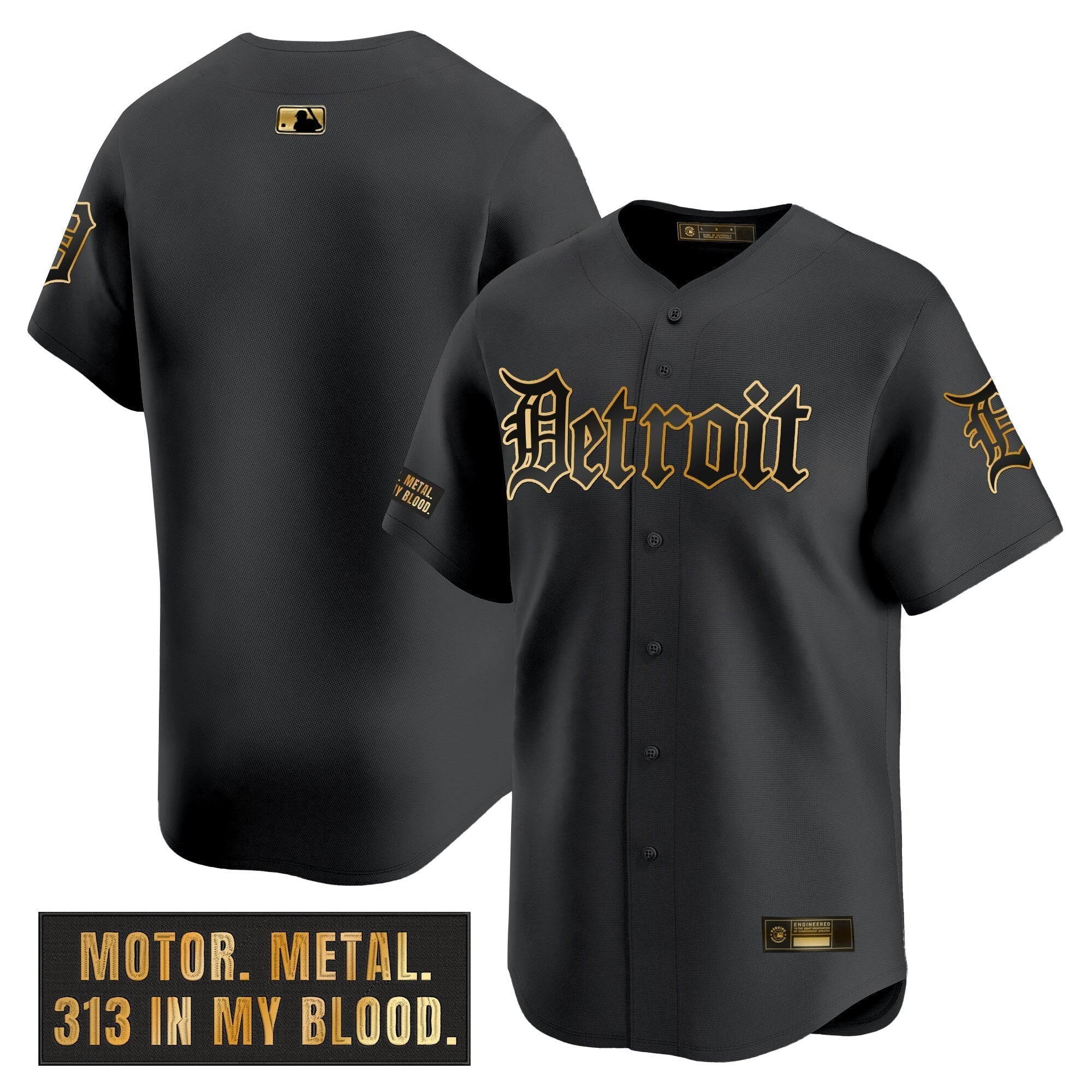 DET 'Motor Gothic Edition' Gold Vapor Premier Limited Jersey - Stitched