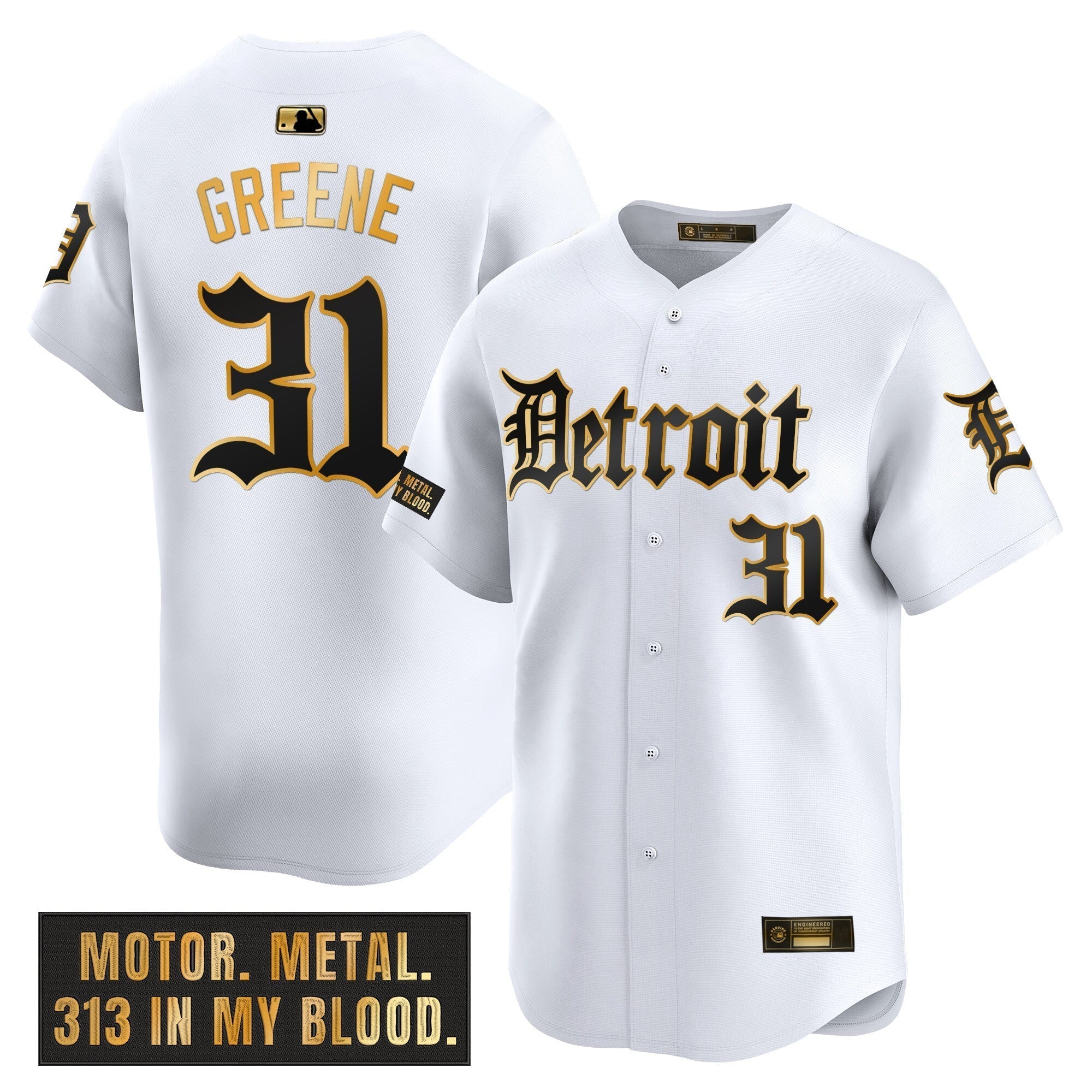 DET 'Motor Gothic Edition' Gold Vapor Premier Limited Jersey - Stitched