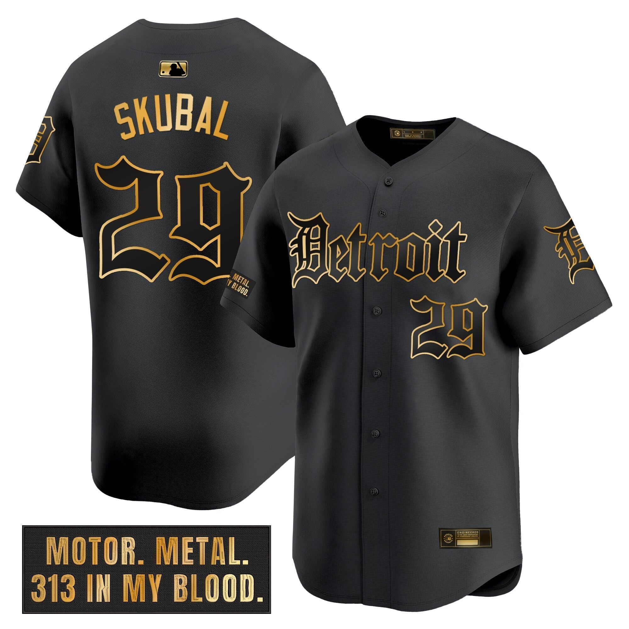 DET 'Motor Gothic Edition' Gold Vapor Premier Limited Jersey - Stitched