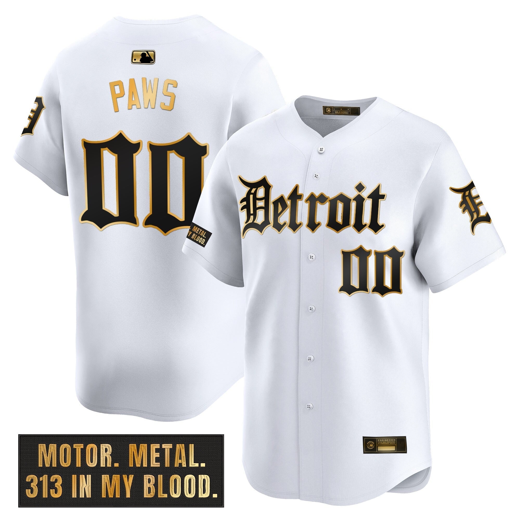 DET 'Motor Gothic Edition' Gold Vapor Premier Limited Jersey - Stitched