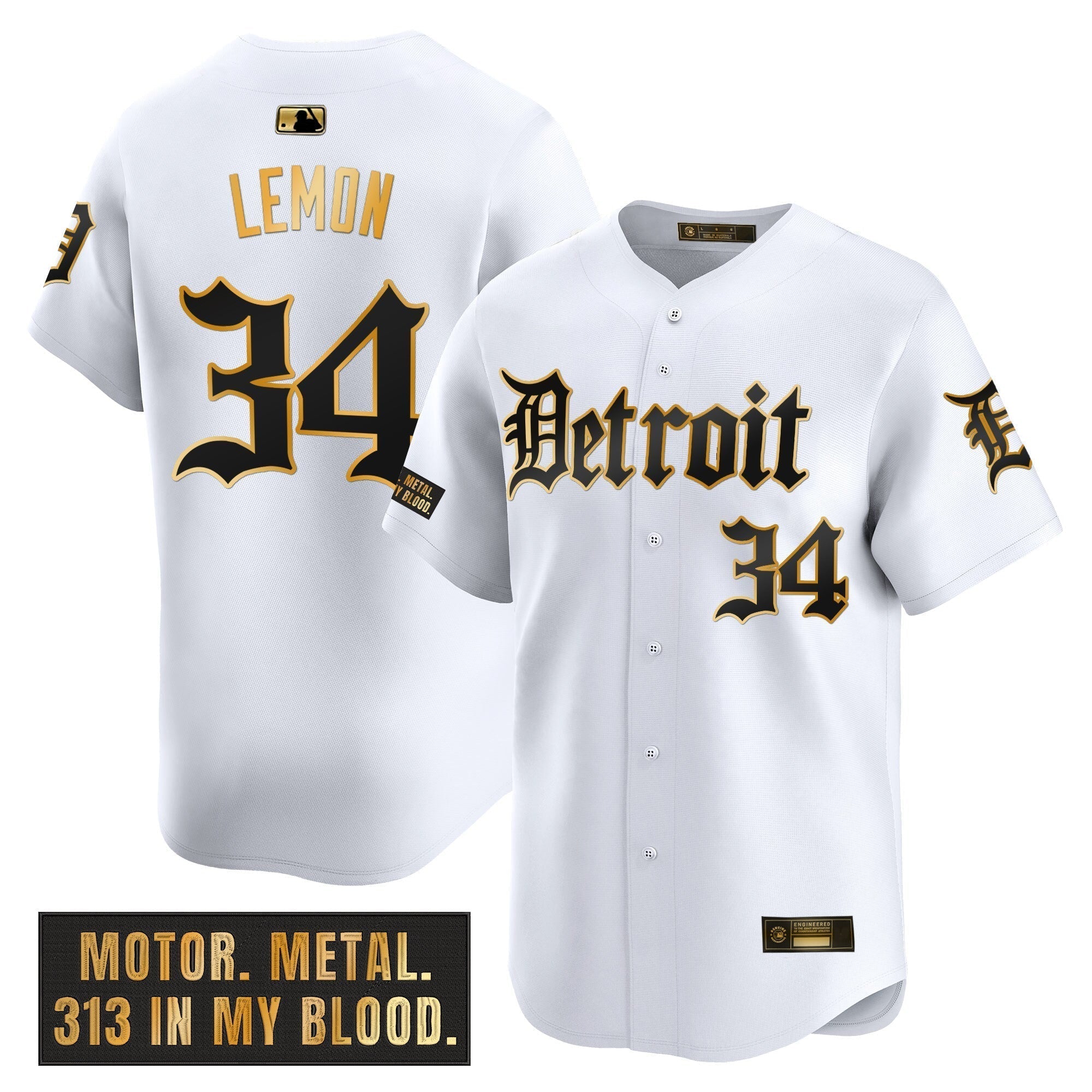 DET 'Motor Gothic Edition' Gold Vapor Premier Limited Jersey - Stitched