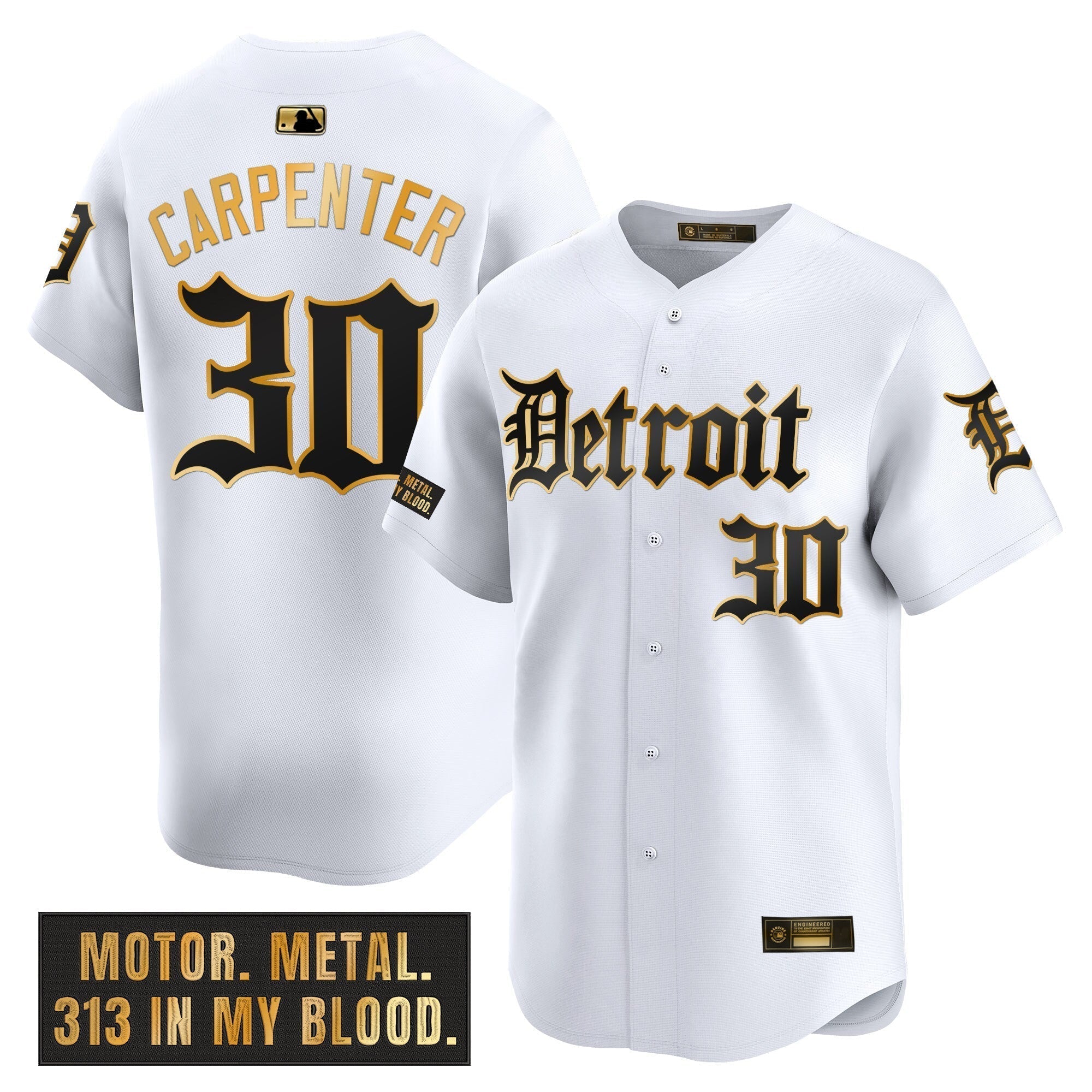 DET 'Motor Gothic Edition' Gold Vapor Premier Limited Jersey - Stitched