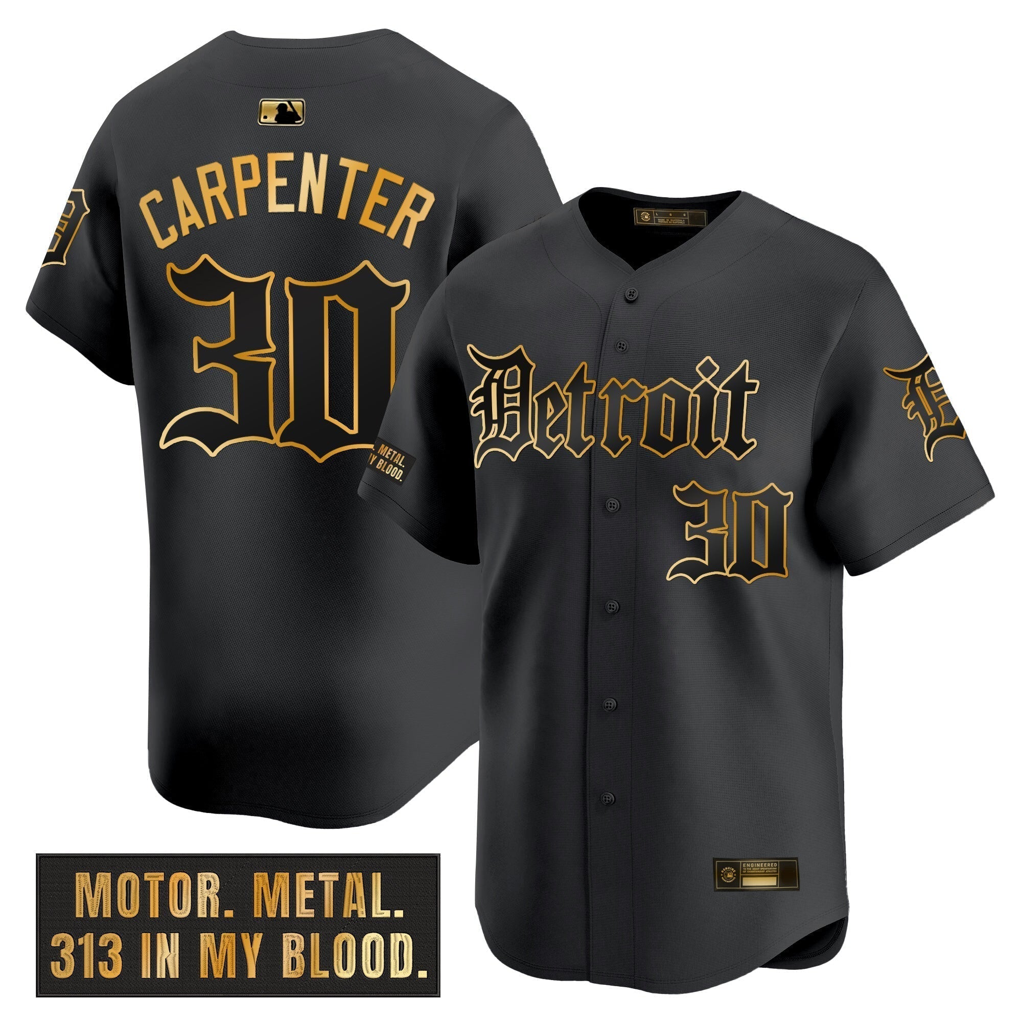 DET 'Motor Gothic Edition' Gold Vapor Premier Limited Jersey - Stitched