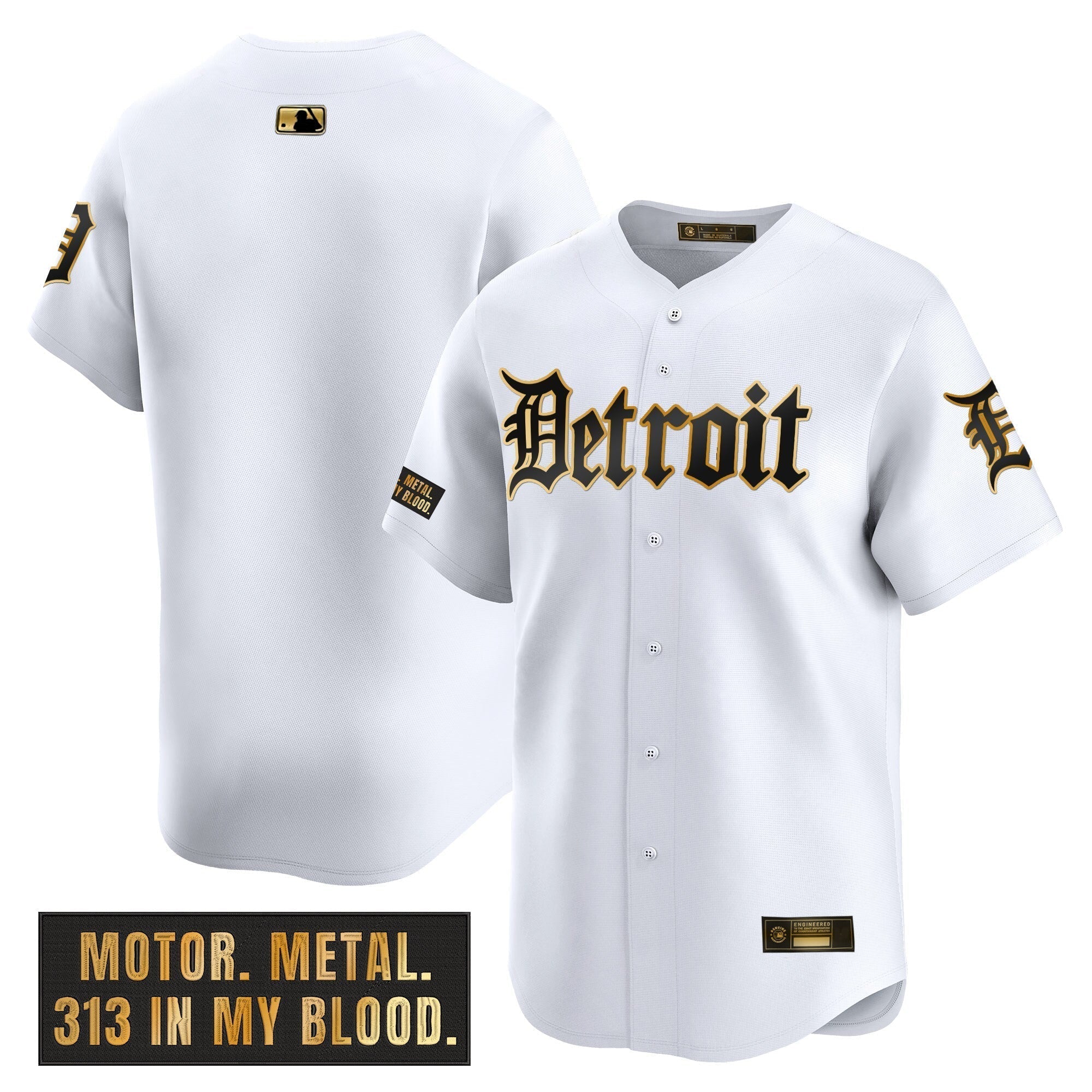 DET 'Motor Gothic Edition' Gold Vapor Premier Limited Jersey - Stitched