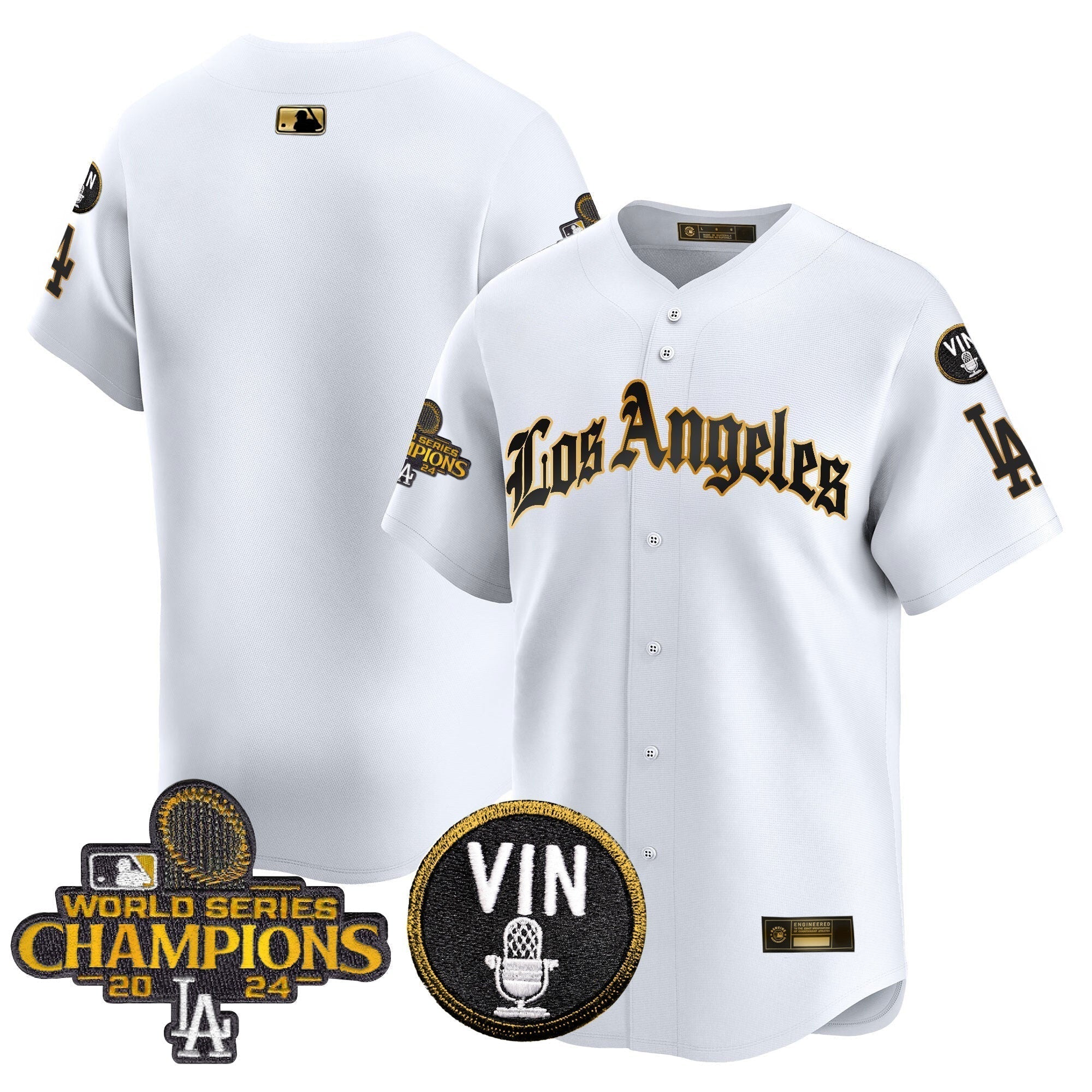 Dodgers 2025 LA Gothic Style Gold Vapor Premier Limited Jersey - Stitched