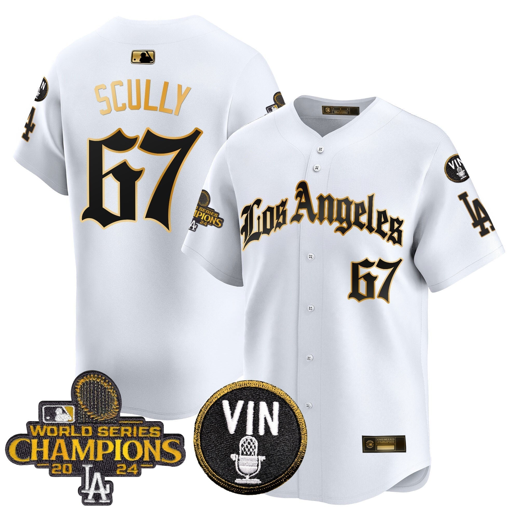 Dodgers 2025 LA Gothic Style Gold Vapor Premier Limited Jersey - Stitched