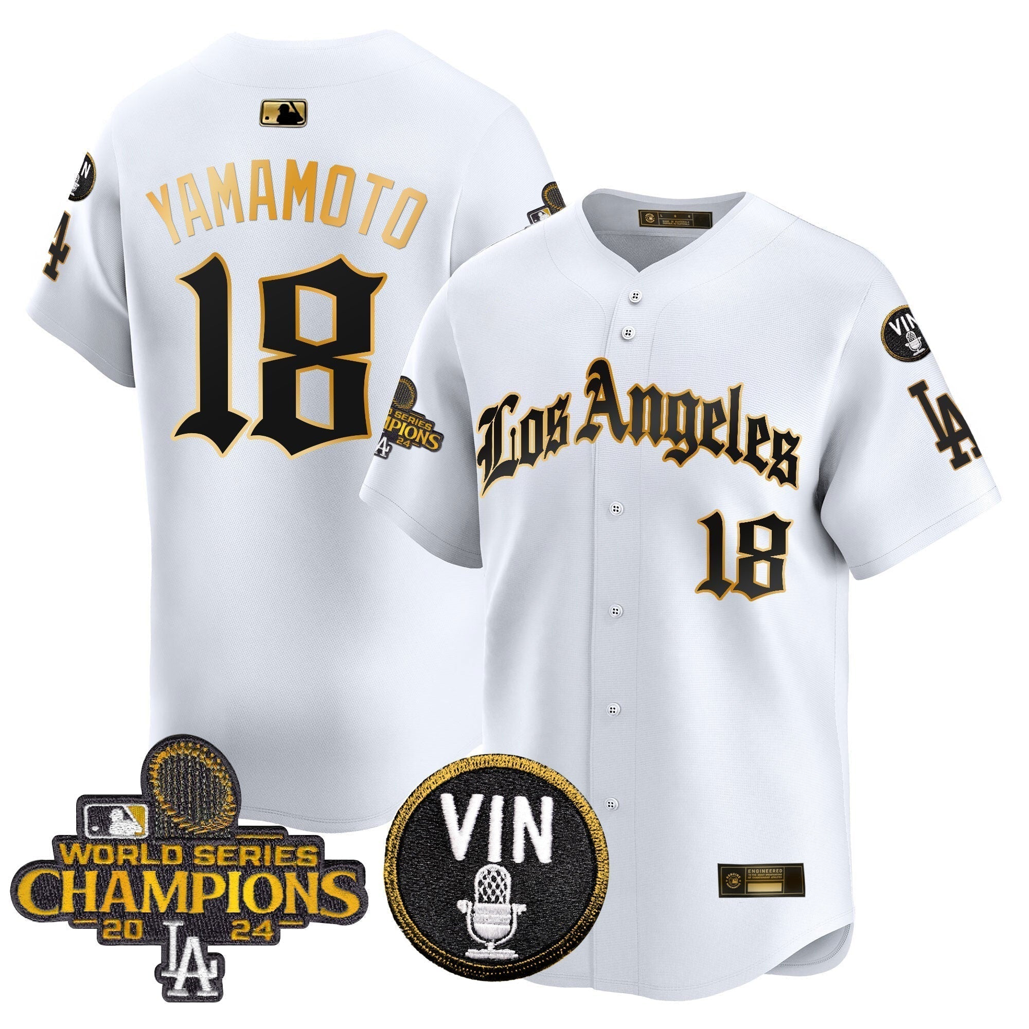 Dodgers 2025 LA Gothic Style Gold Vapor Premier Limited Jersey - Stitched