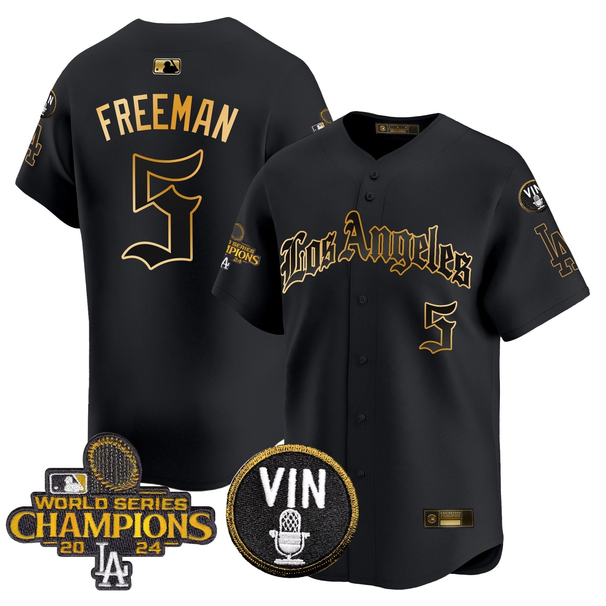 Dodgers 2025 LA Gothic Style Gold Vapor Premier Limited Jersey - Stitched