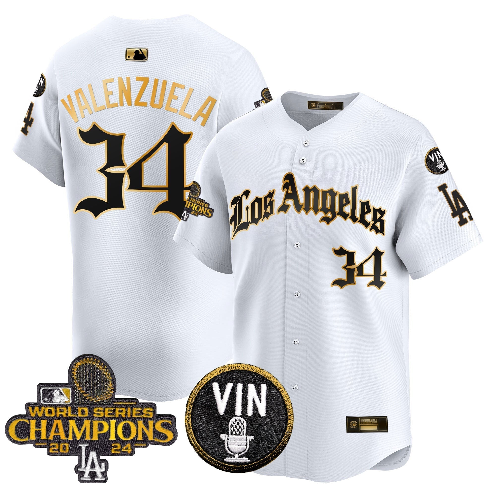 Dodgers 2025 LA Gothic Style Gold Vapor Premier Limited Jersey - Stitched