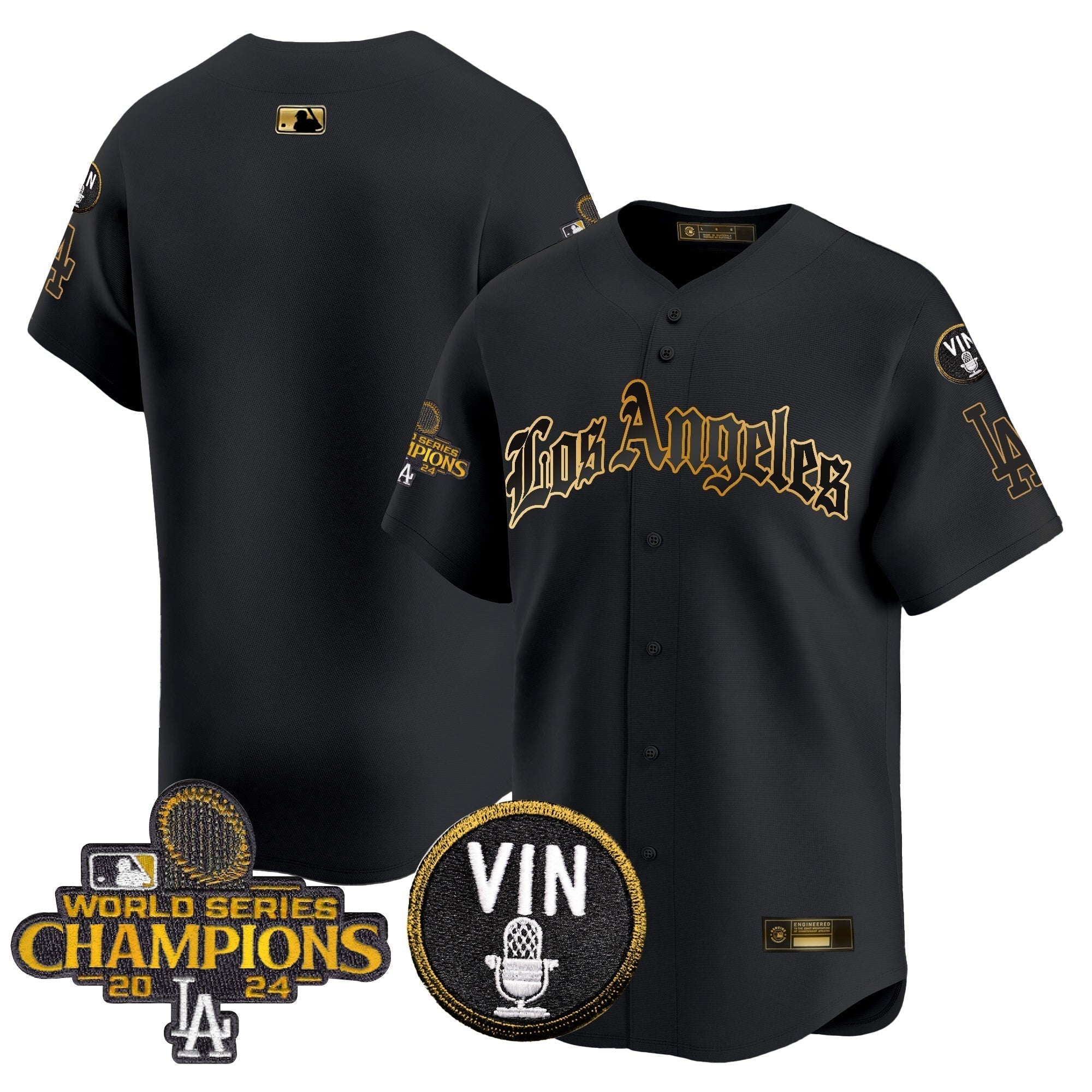 Dodgers 2025 LA Gothic Style Gold Vapor Premier Limited Jersey - Stitched