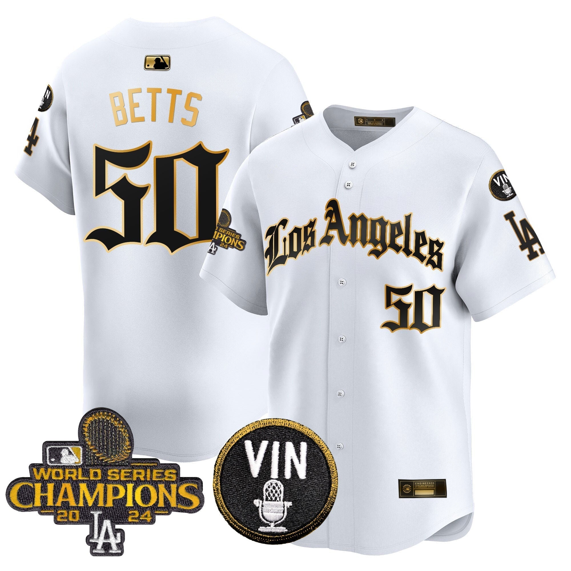 Dodgers 2025 LA Gothic Style Gold Vapor Premier Limited Jersey - Stitched