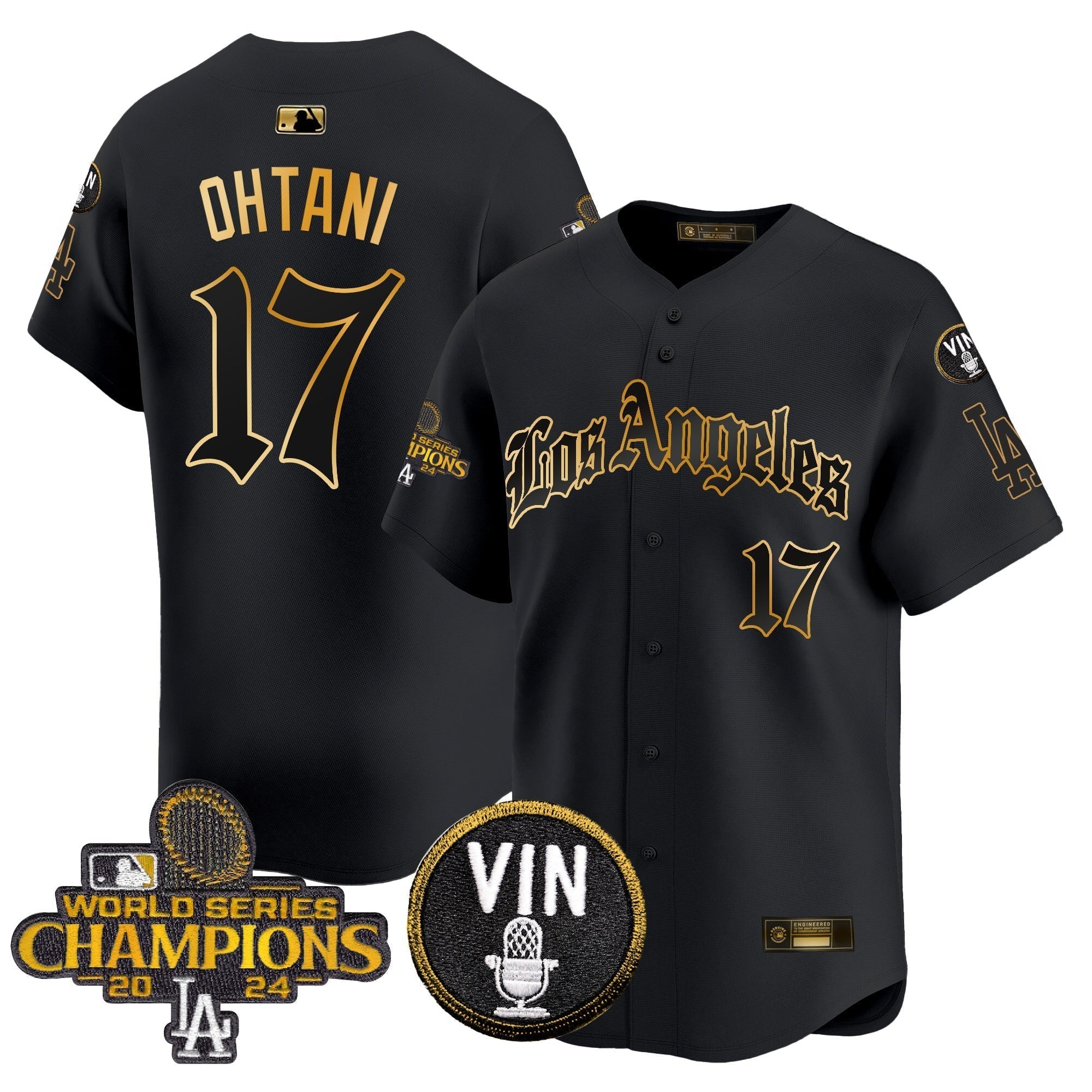 Dodgers 2025 LA Gothic Style Gold Vapor Premier Limited Jersey - Stitched