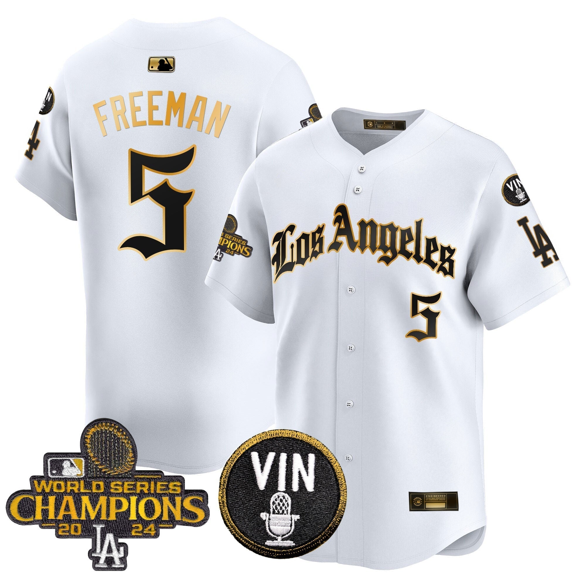 Dodgers 2025 LA Gothic Style Gold Vapor Premier Limited Jersey - Stitched